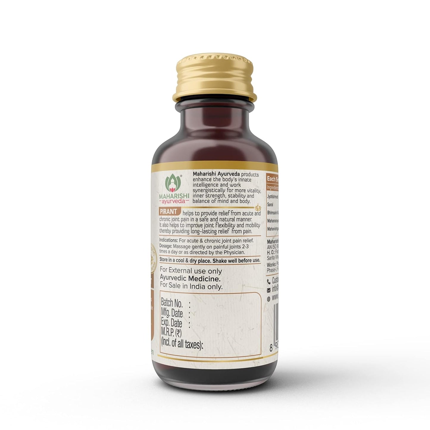 Zephivo Maharishi Ayurveda Pirant Oil - Ayurvedic Massage Oil for Joint and Muscle Pain Relief -50ml