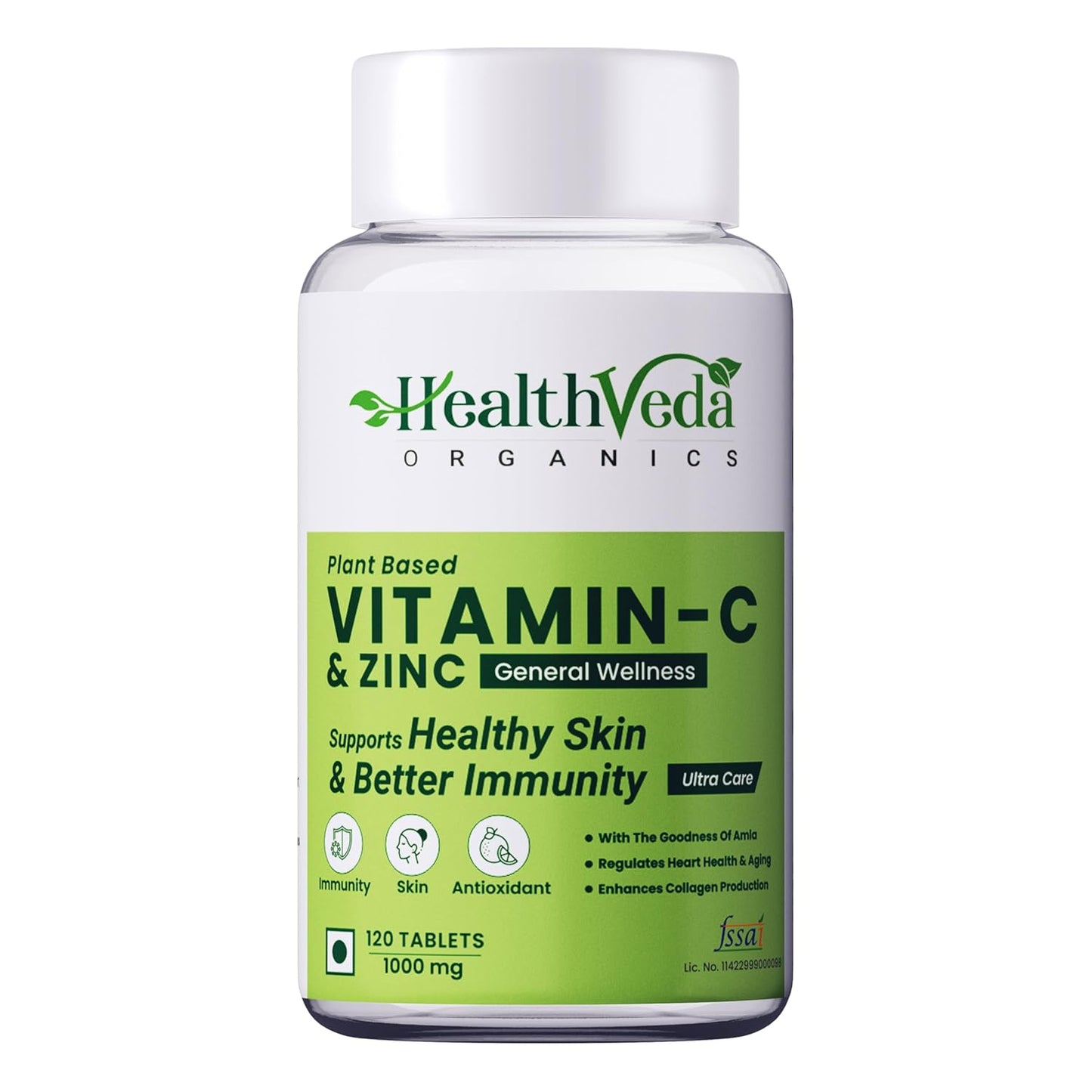 Zephivo HEALTH VEDA ORGANICS PRIVATE LIMITED Natural Vitamin C 1000 mg I 120 Veg Tablets I Boosts Immunity, Antioxidant & Skin Care | For both Men & Women