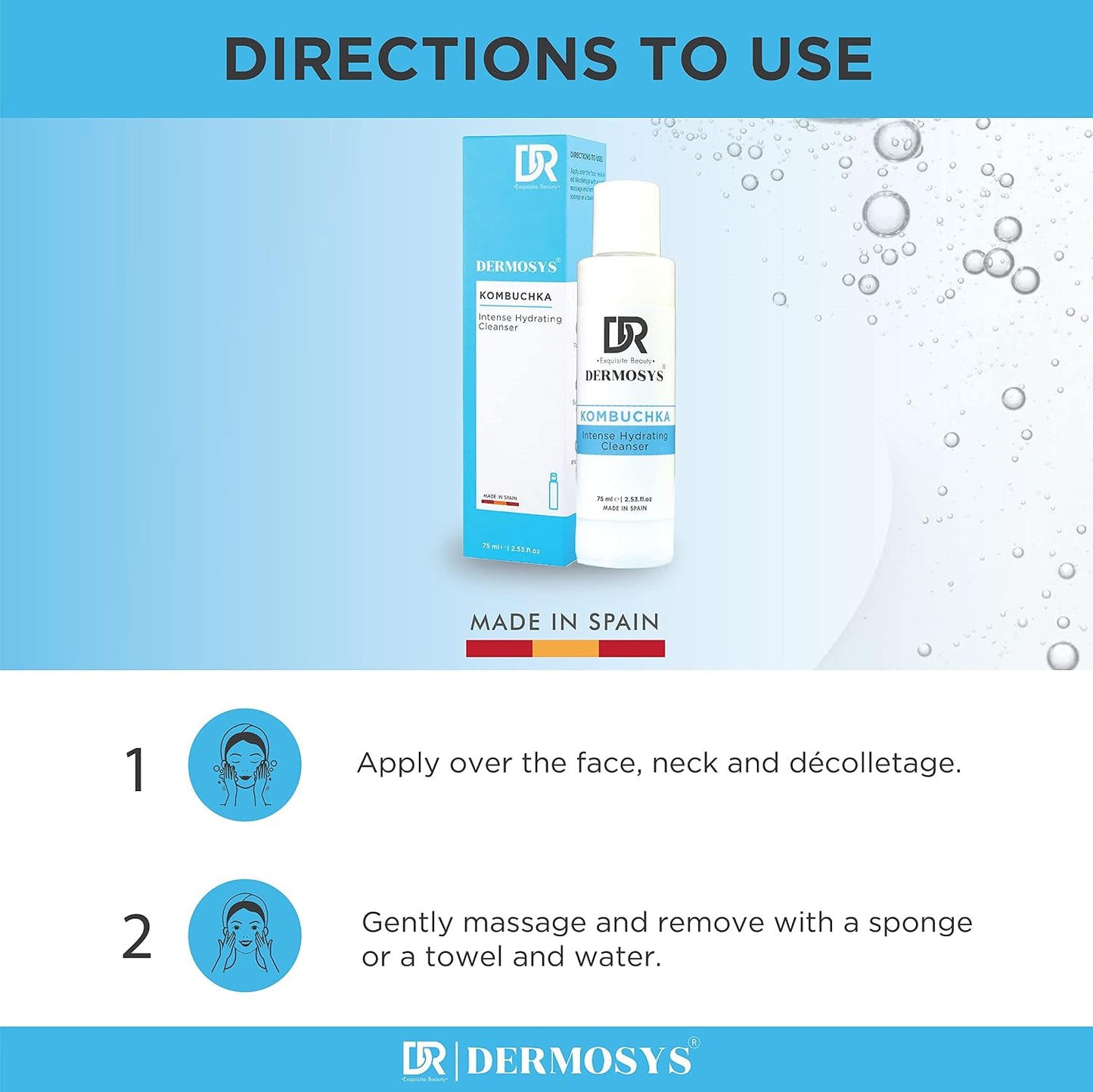 DERMOSYS Hydrating Cleanser for Women & Men | Gently Removes Impurities & Excess Oil | With Kombuchka & Black Tea Extract | Non-Drying Daily Facial Cleanser for All Skin Types – 75ml