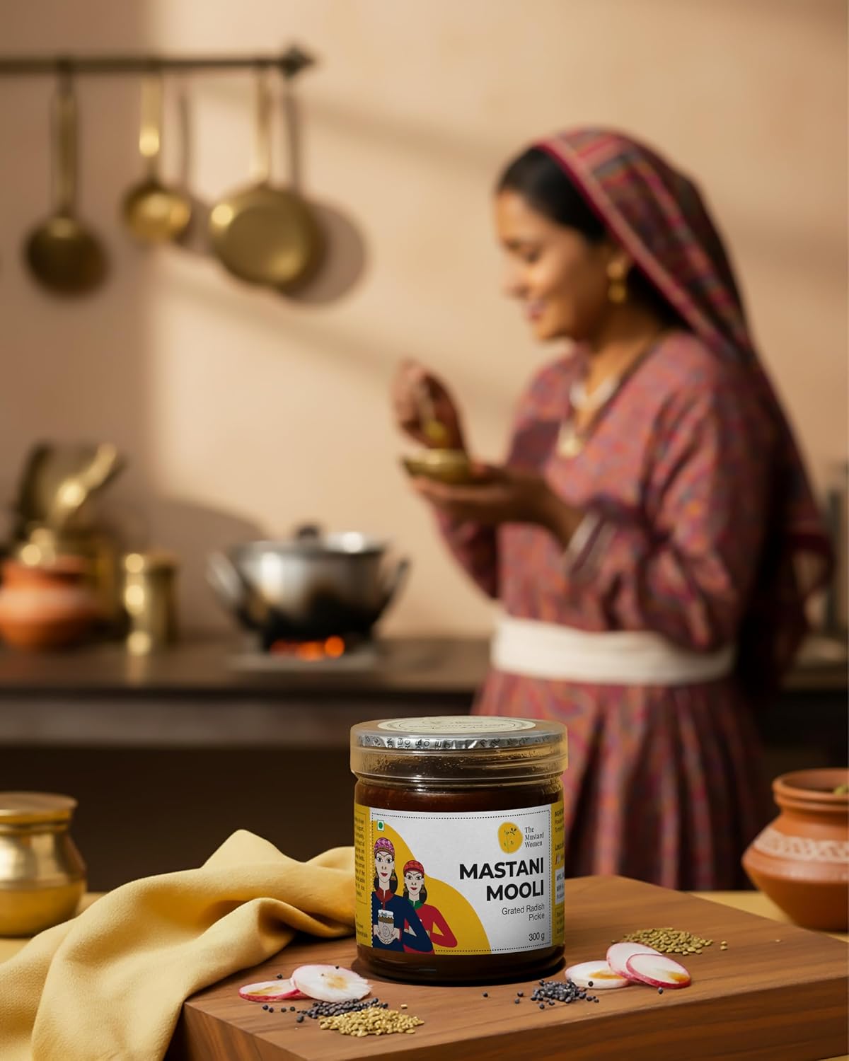 The Mustard Women Mastani Mooli Radish Pickle 300 g | Himachali Mooli Achar | Homemade Style Indian Tangy & Spicy Radish Pickle with Traditional Spices
