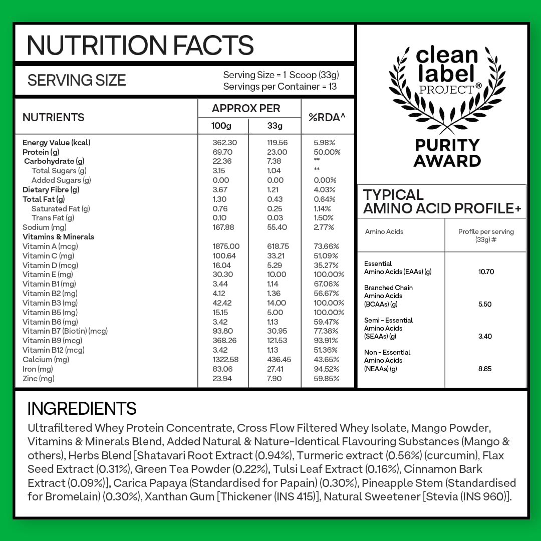 OZiva Protein & Herbs for Women (Mango) I Manage Weight, Energy & Metabolism | Clean Protein, Shatavari, Green Tea I No Added Sugar, 1lbs (453gm)