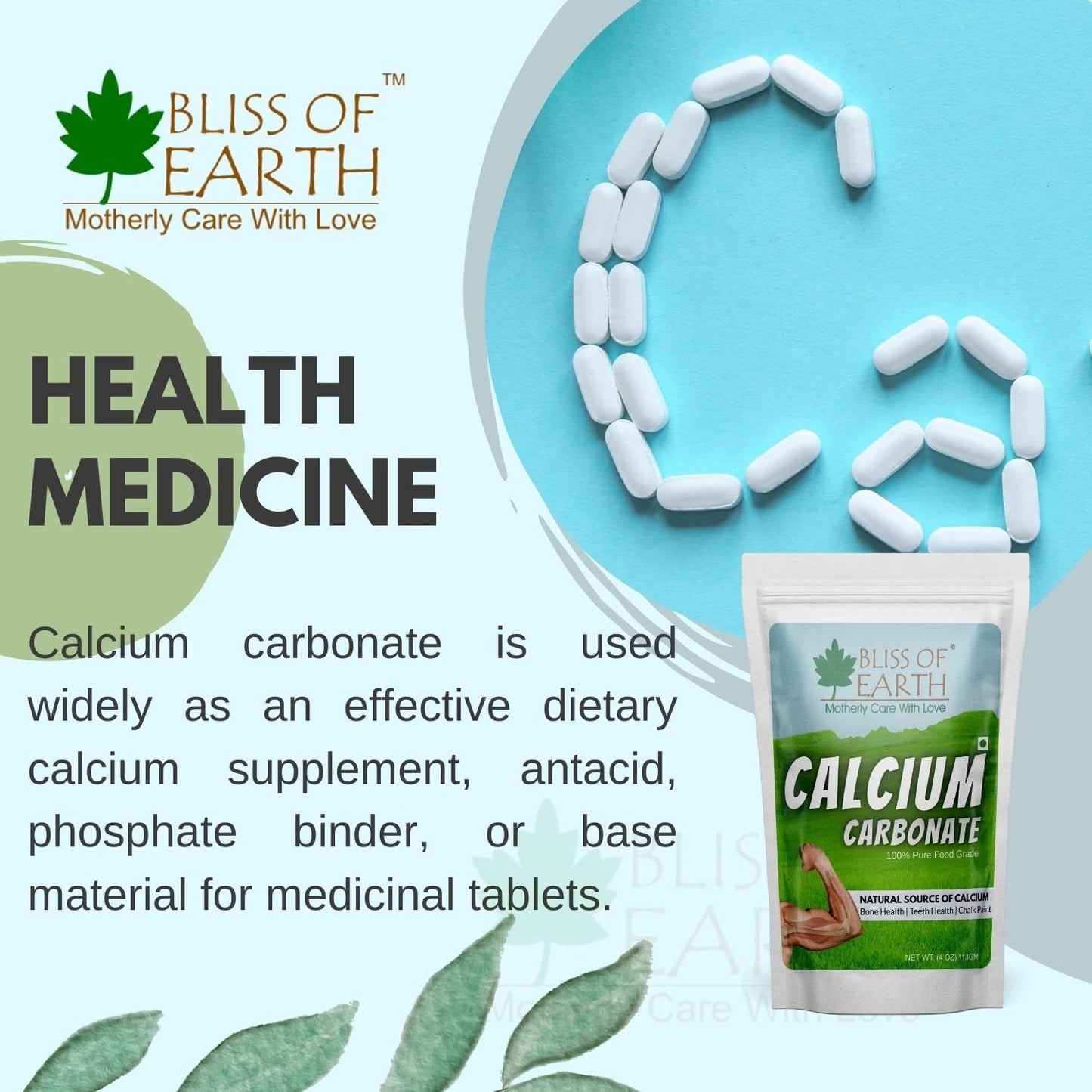 Bliss of Earth Calcium Carbonate Powder 113gm