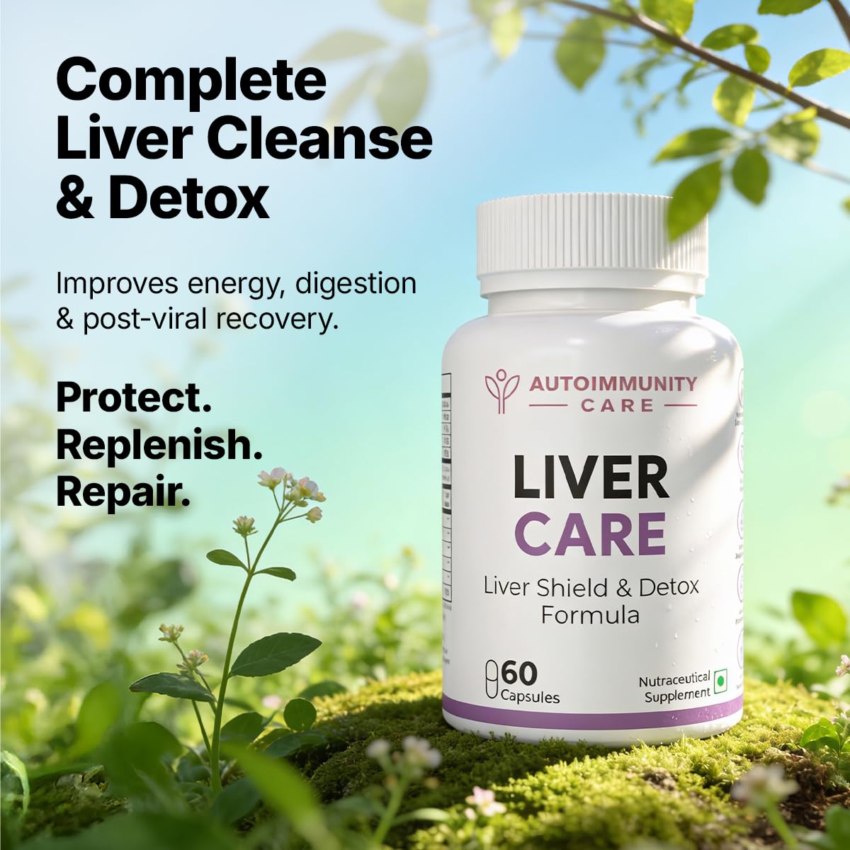 Autoimmunity Care Liver Care & Detox – Milk Thistle + NAC + Taurine + Dandelion + Selenium | Liver Detox Supplement for Fatty Liver, Digestion, Energy & Skin | Natural Body Detox Formula | 60 Caps (20 dose)