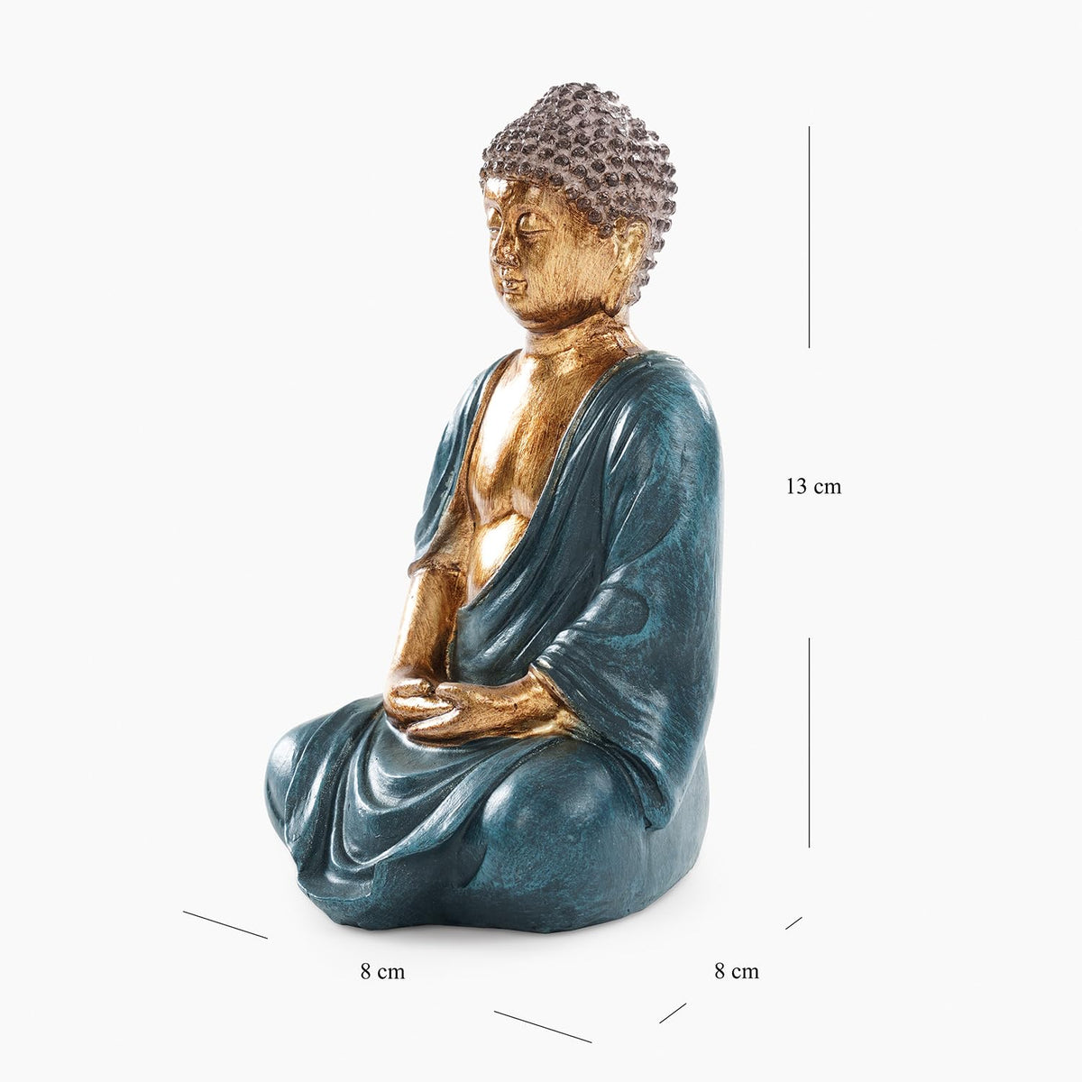 PURE HOME + LIVING Dark Blue Antique Gold Polyresin Sitting Buddha - Small Statue | for Office, Temple, Home Decor, Gifts, Mahavirjayanti & Living Room | Peaceful Buddha Sculpture (Pack of 1)