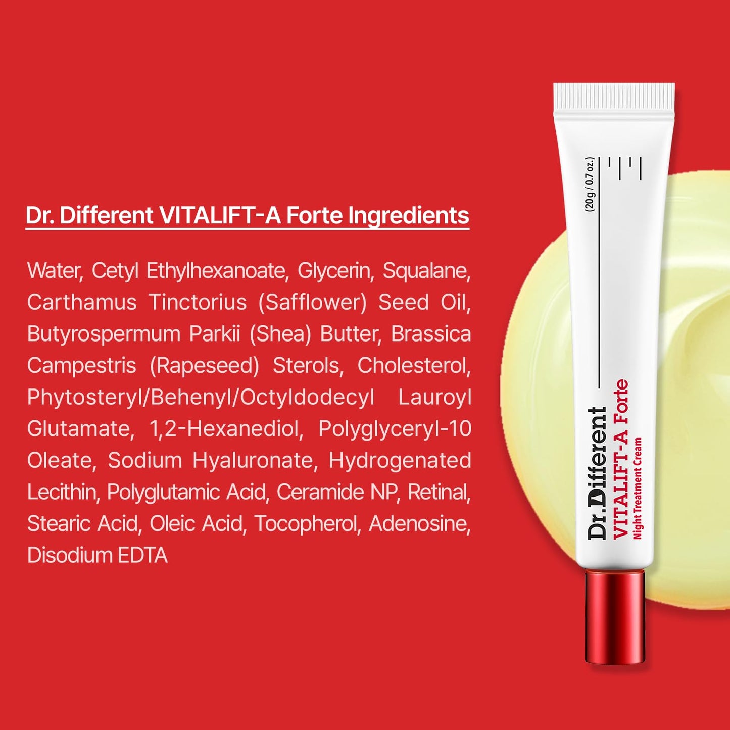 Dr.Different VITALIFT-A Forte - Retinal Intensive Anti-Aging Night Cream for Lifting & Firming-Anti-Wrinkle - Reduce Wrinkles & Fine Lines 0.7oz.