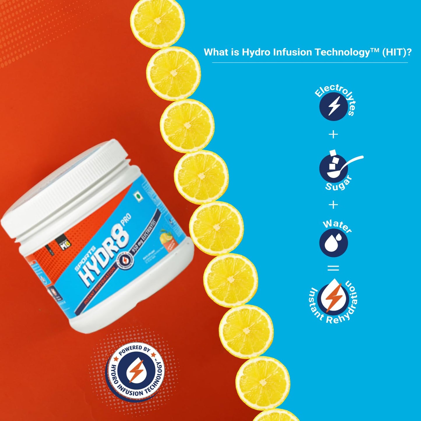 MuscleBlaze Sports Hydr8 PRO (Lemon Lime, 300g, 30 Servings) 950mg Electrolytes | For Instant Rehydration & Energy