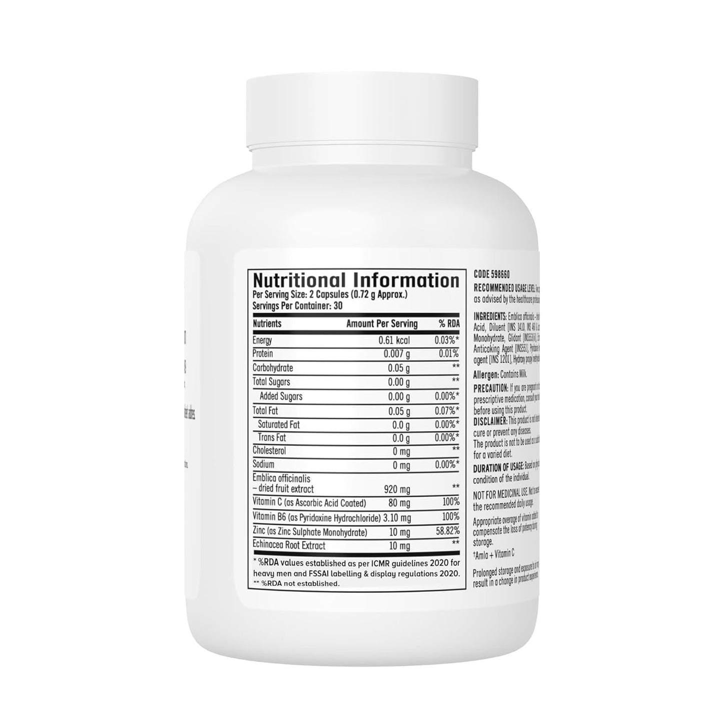 Zephivo GNC Immune Formula | 60 Veg Capsules | Strengthens Immune System | Reduces Common Cold Risks | Protects Against Infections | Vitamin C, Zinc, Amla & Vitamin B6 | For Men & Women