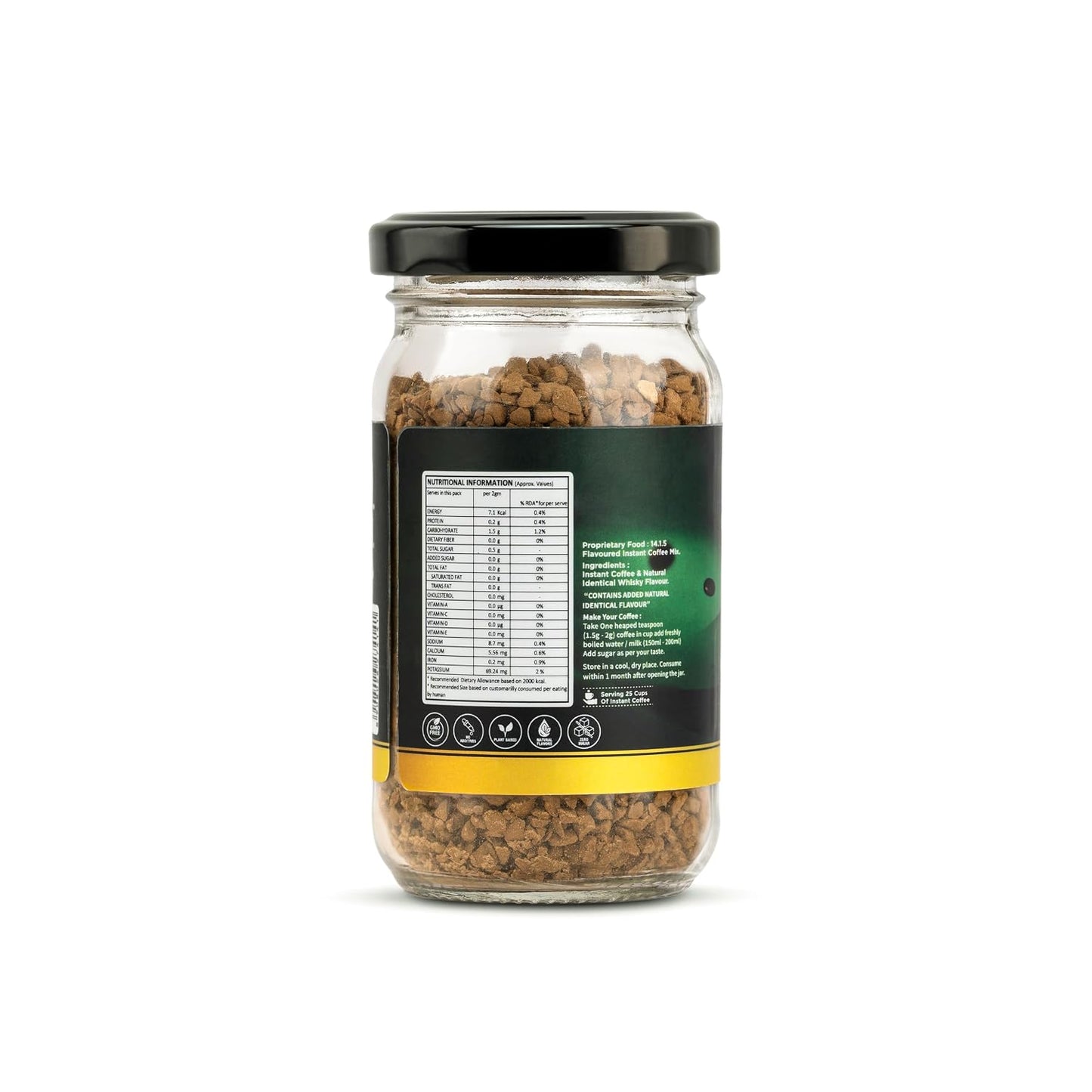 Lazy Bean Irish Whiskey Flavoured Instant Coffee | 100% Arabica Coffee | Medium Roast | Rich Whiskey-Inspired Aroma | Premium Flavoured Coffee Powder | Café Style Beverage | No Alcohol | 50g