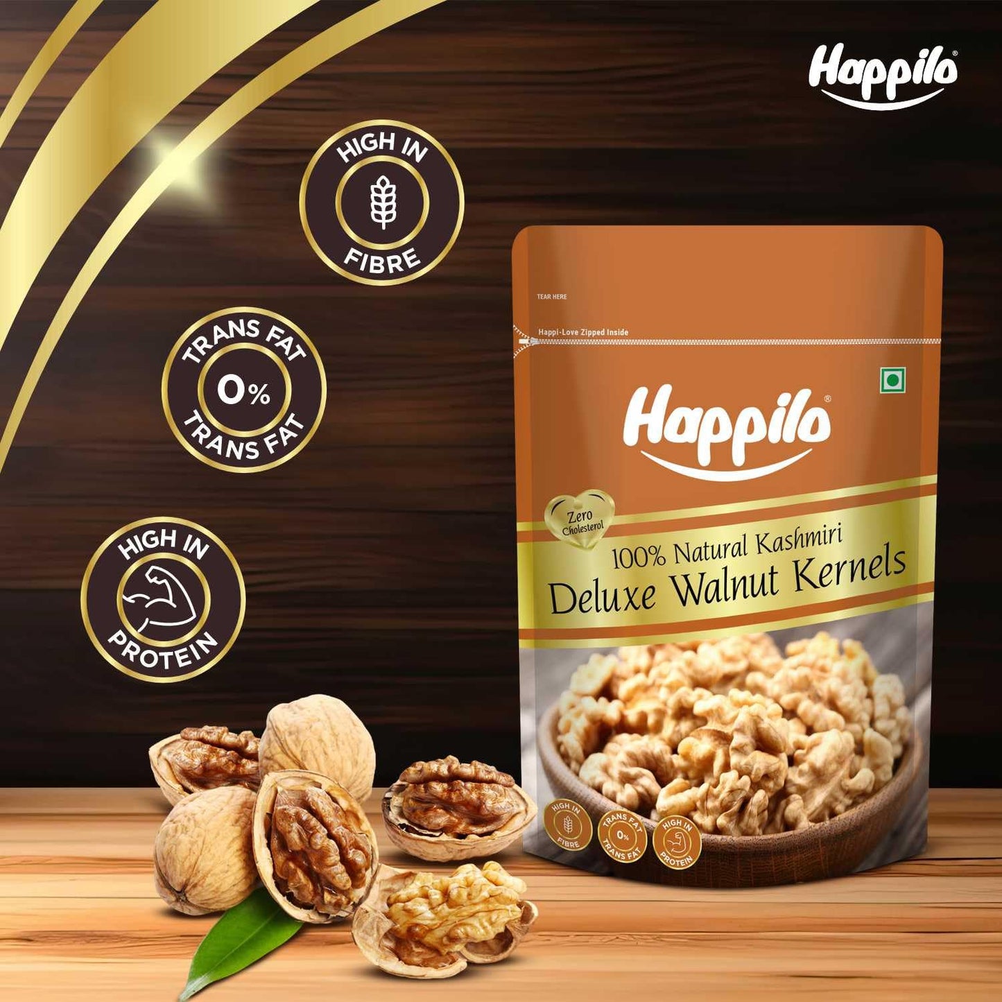 Happilo Premium Deluxe Walnut Kernals 200g (Pack of 1) | Walnuts without Shell | Akhrot Giri | Dry Fruits, Healthy Snacks | Natural Kashmiri Walnut Kernels | Rich in Protein, Iron & Source of Omega-3