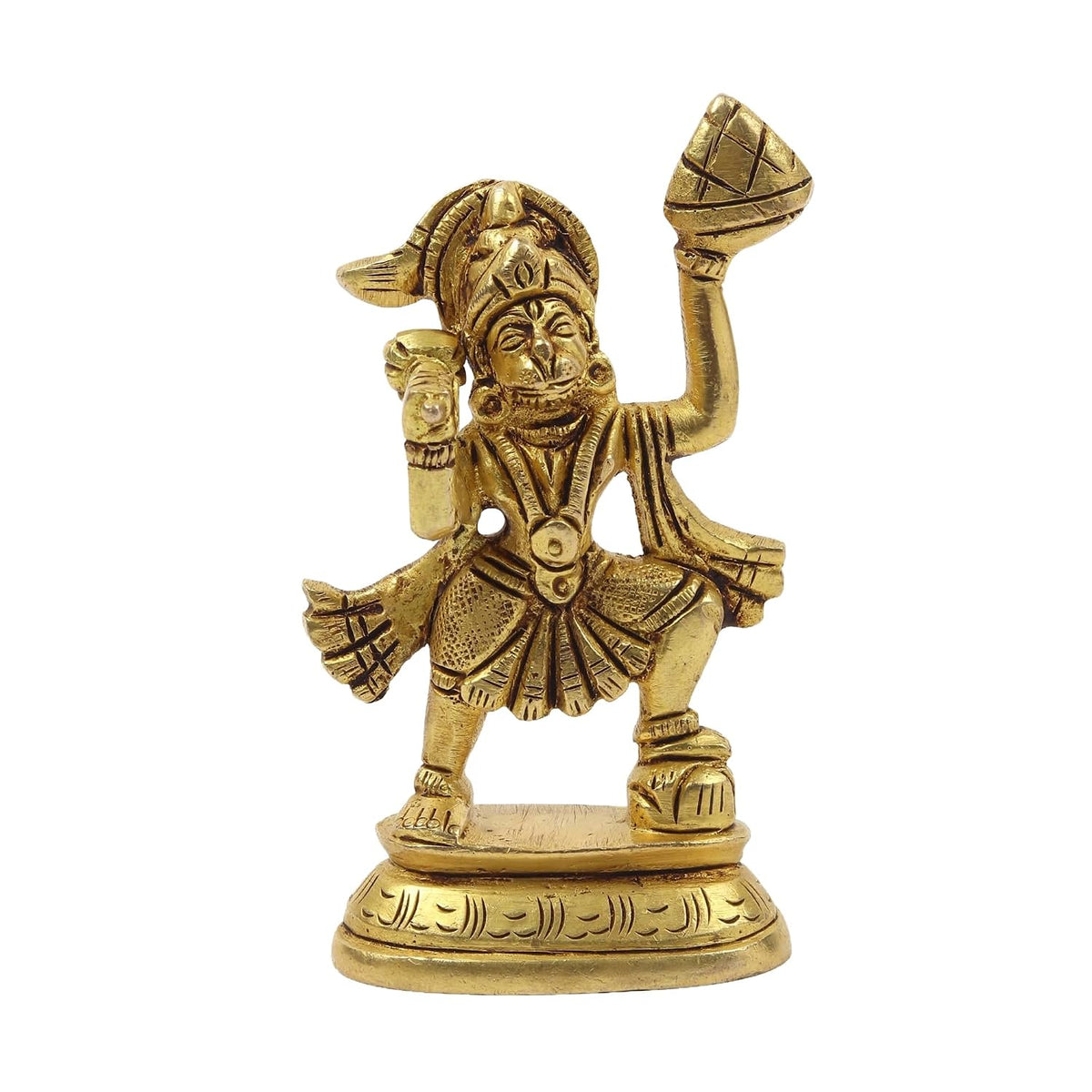 Brass Hanuman Ji Idol | Handcrafted Hanuman Murti for Pooja Room | Home Temple & Festival Gift (Design11: L5 x W3 x H10 cm)
