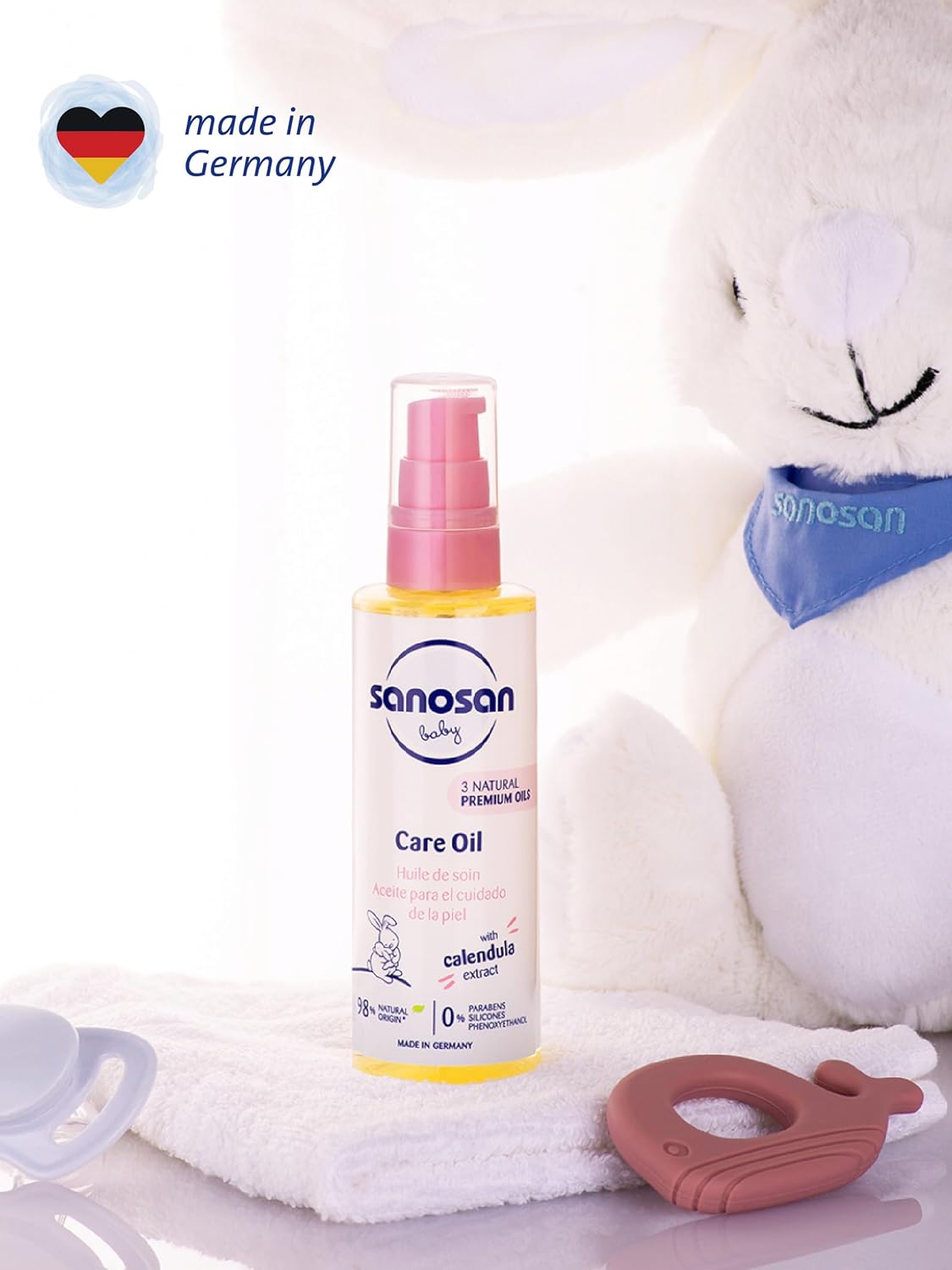 Sanosan Baby Care Oil | With Almond Oil, Organic Olive oil & Sunflower Seed Oil | Biodegradable - 100ml