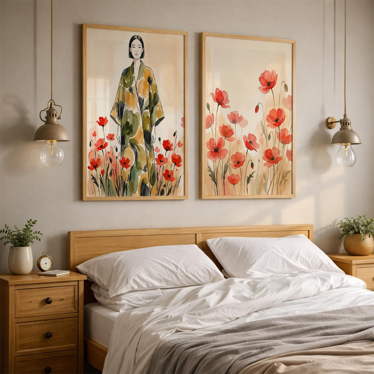 Modern Art Wall Painting Set of 2 for Living Room | Premium HD Printed Wall Frames for Bedroom, Office & Home Decor | Minimalist Contemporary Wall Art (Ready to Hang) (M.8, 13x19 inches)