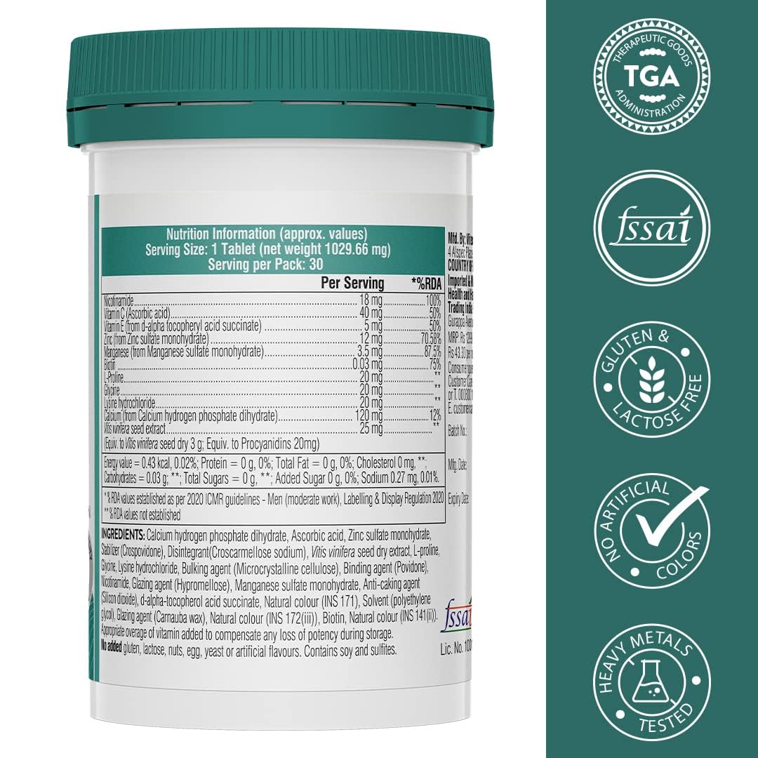 Zephivo Swisse Vegan Collagen Builder with Biotin & Vitamin C, Supports Natural Collagen Formation & Skin Regeneration (Vegan Certified) - 30 Tablets (For Both Men & Women) Australia’s No.1 Beauty Nutrition Brand