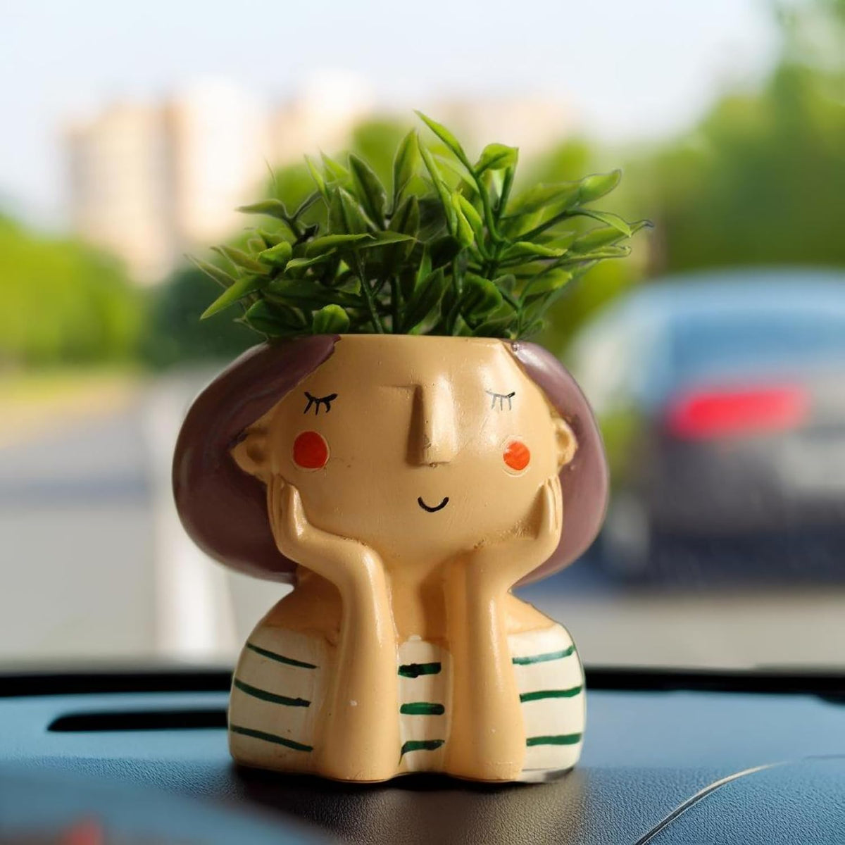 Kawai Homes Showpiece for Home Decor - Cute Table Resin Miniature Decorative Stylish Figurines Items for Living Room Kitchen Kids Bedroom Study Room Decoration Accessories (Happy-Girl), 40 mm, Beige
