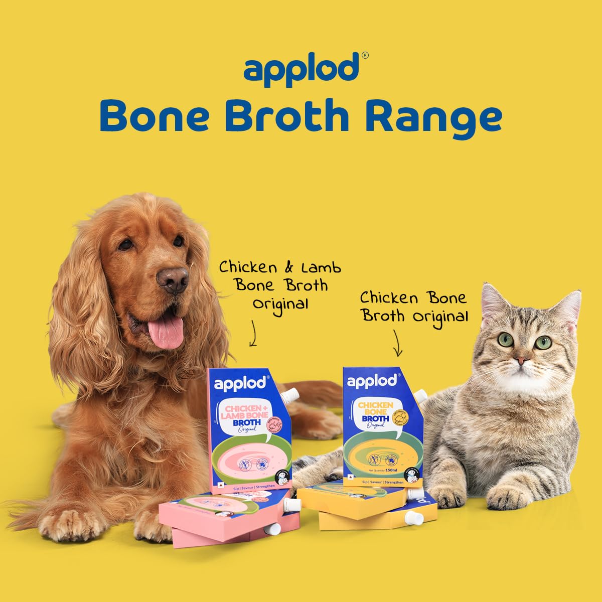 Applod Original Chicken Bone Broth for Dogs & Cats | Protein-Rich Grain-Free Meal Topper with Collagen & Amino Acids | Hydrating Slow-Cooked Joint Support Broth | 150ml