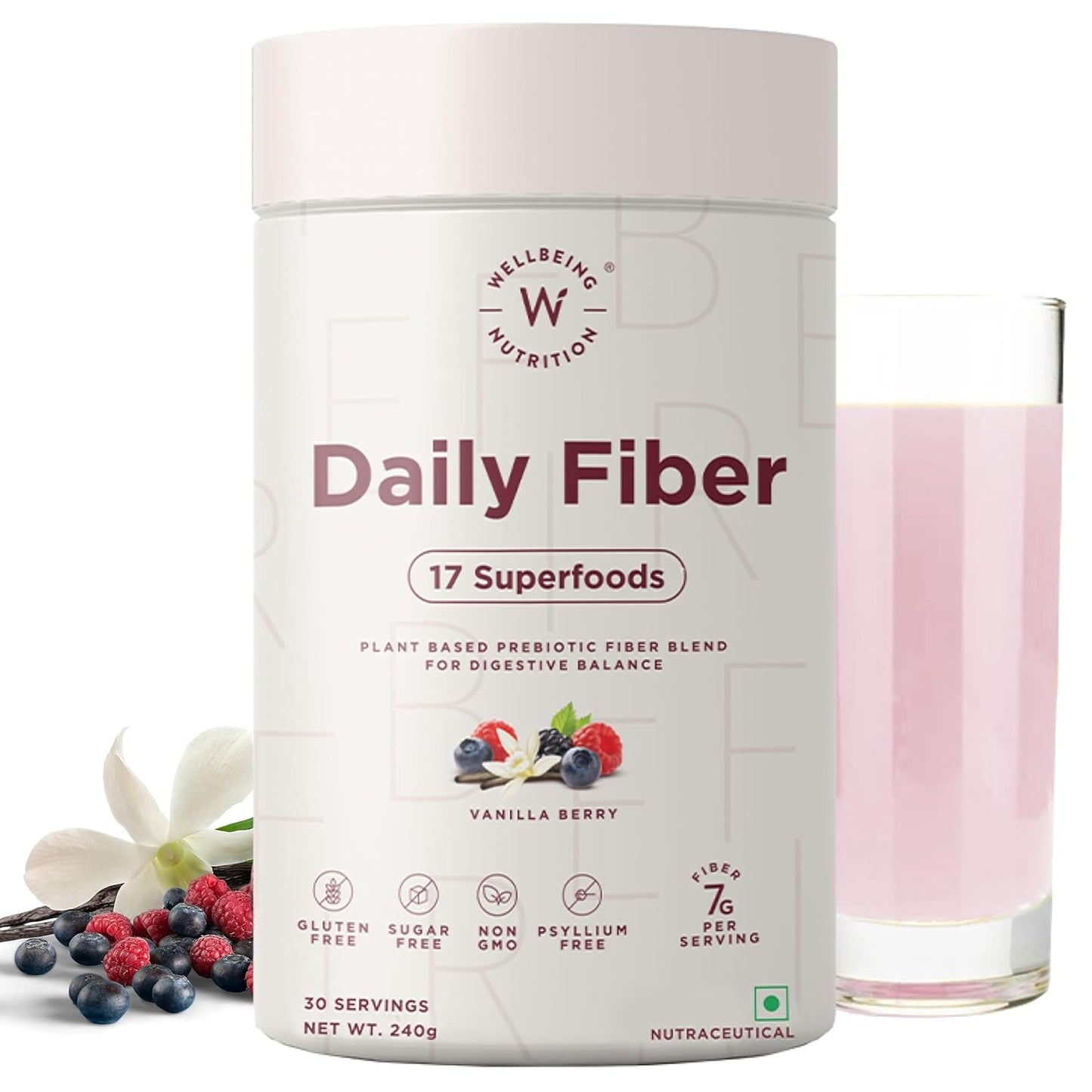 Zephivo Wellbeing Nutrition Daily Fiber Powder | Weight Management, Manages Sugar Control, Bloating, Constipation & Acidity Relief | Organic Prebiotic Digestive Fiber Supplement | 30 Servings