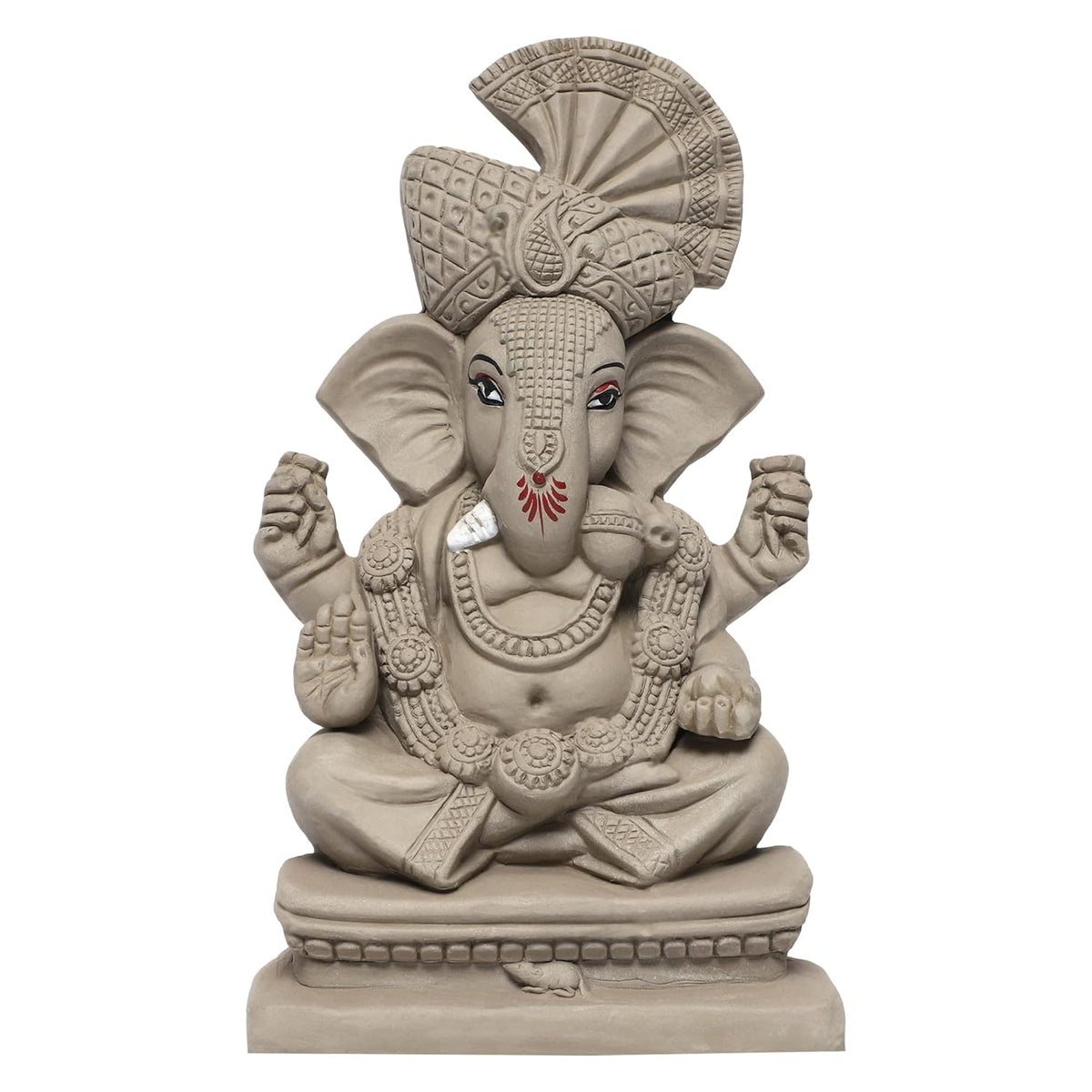 KSI Eco Friendly Ganesha Idol for Home Visarjan, Water Soluble Ganpati Murti, 8.6 Inch Maratha Pagdi Wale Ganesh, Biodegradable, Eco-Friendly Ganpati Decoration