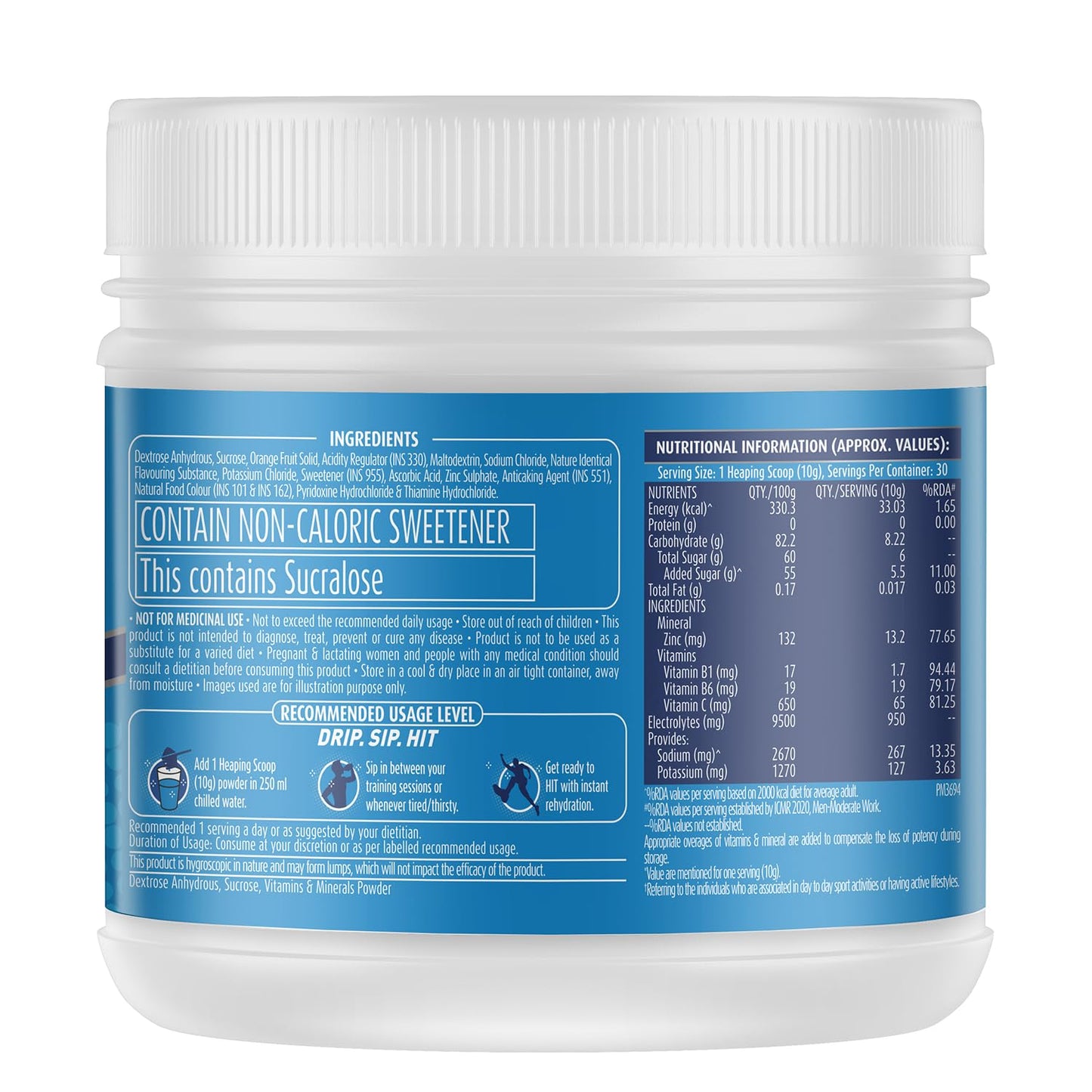 MuscleBlaze Sports Hydr8 PRO (Lemon Lime, 300g, 30 Servings) 950mg Electrolytes | For Instant Rehydration & Energy