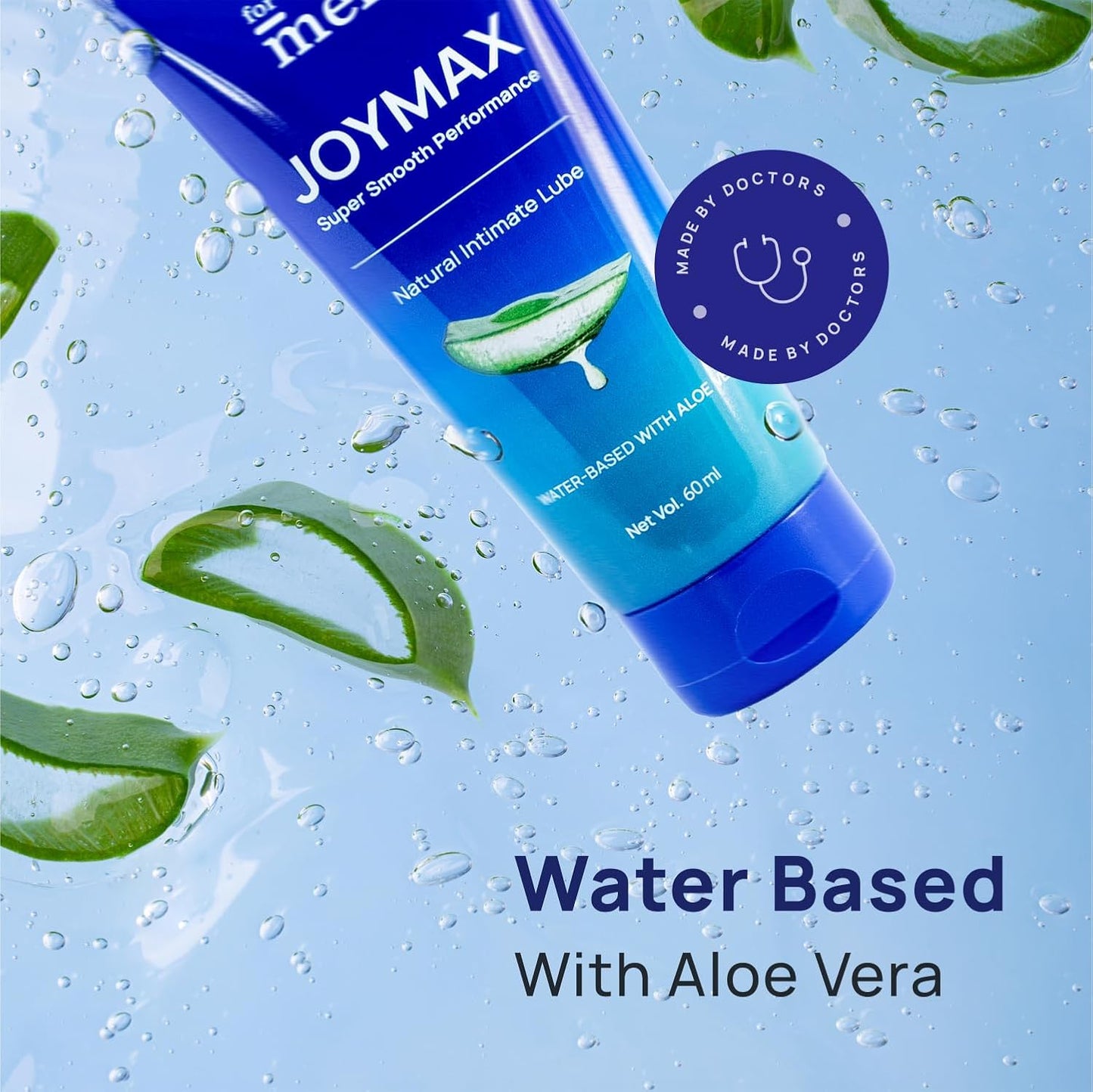 ForMen Water-Based Intimate Lube Gel with Aloe Vera | Lubricant Gel Men & Women | Non-Sticky, Long-Lasting, Anti-Stain & Skin-Friendly - 60 ml (Pack of 1)