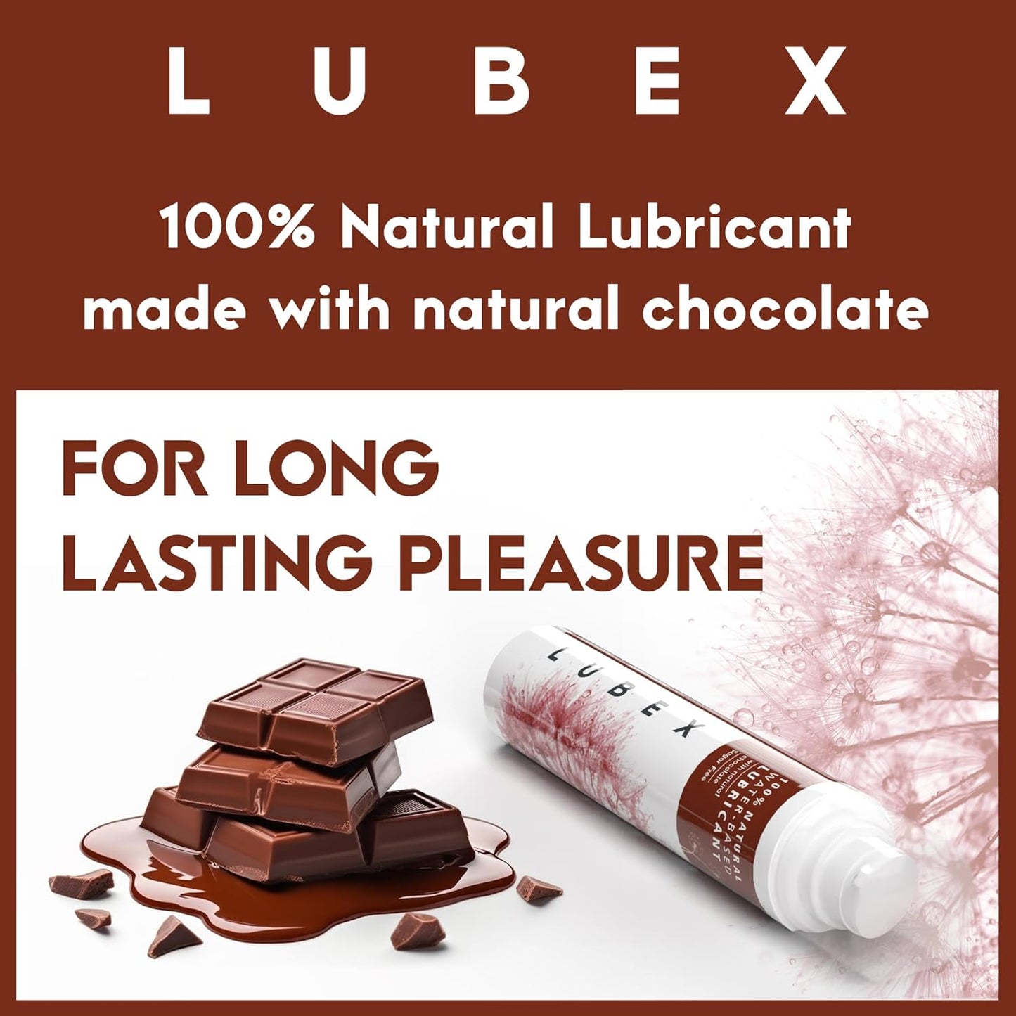 Lubex 100% Natural Long-Lasting Lubricant (Water-Based) with Organic Aloe Vera Lube for Her, Him & Couples - Natural Chocolate Flavour 50gm