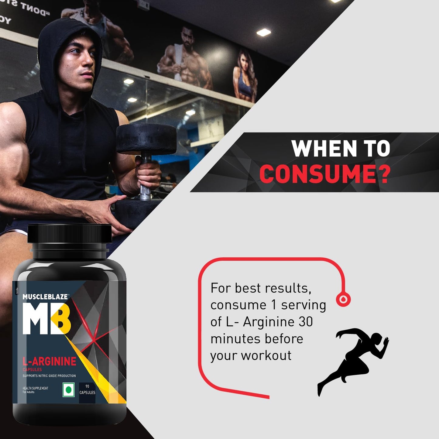 MuscleBlaze L-Arginine (90 Capsules) | Supports Nitric Oxide Production