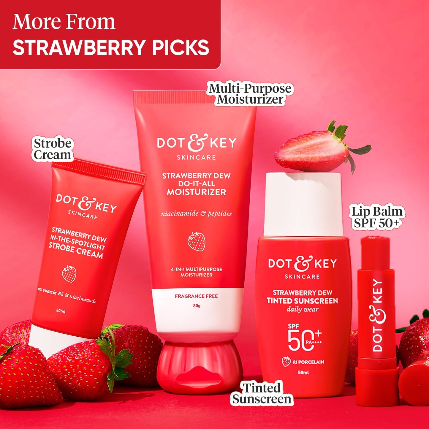 Zephivo Dot & Key Strawberry Dew Do-It-All Moisturizer | Intense Moisturization | Lightweight & Non Sticky | Boosts Radiance | Daily Makeup Remover | Corrects Dark Spots | 80g