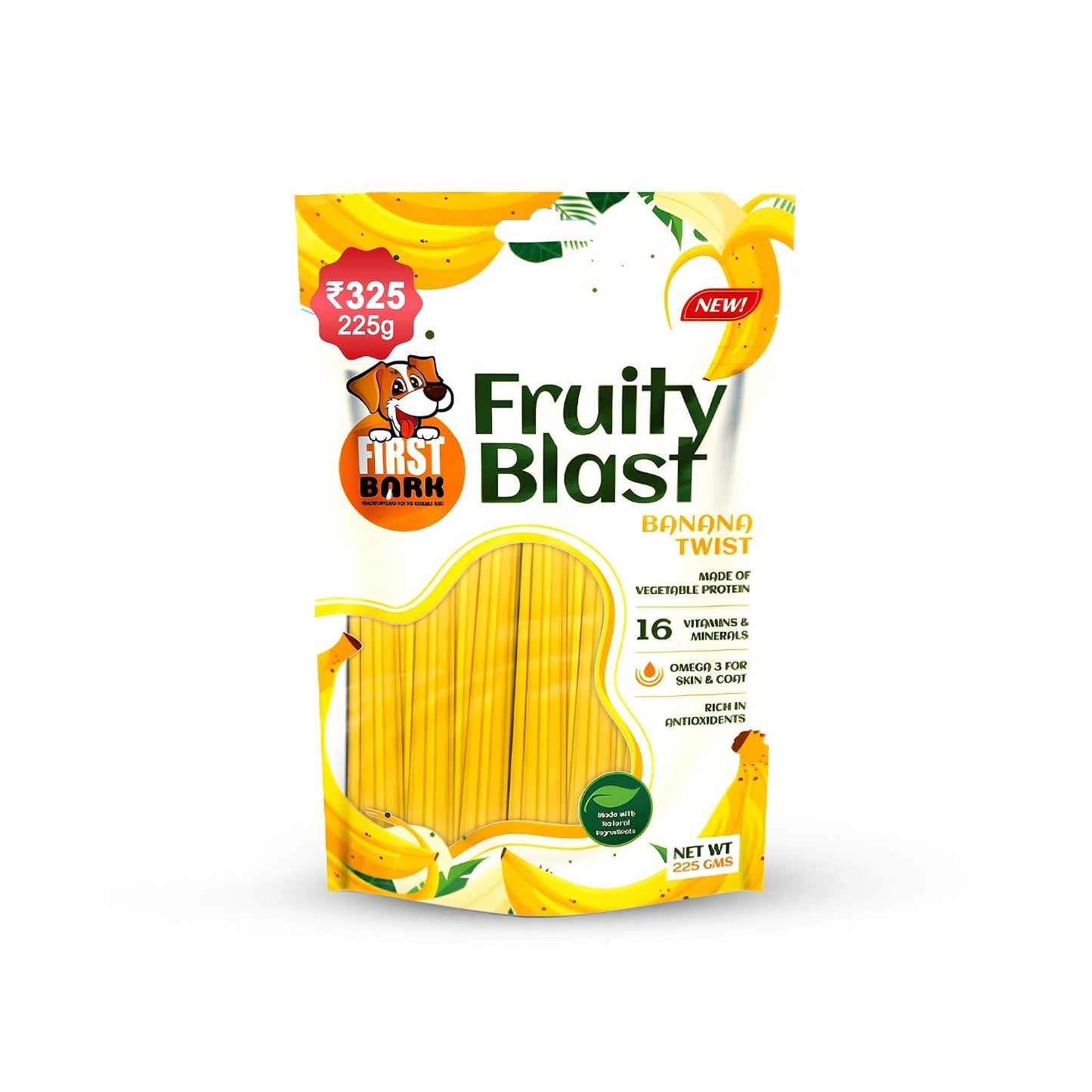 First Bark Fruity Blast Dog Treat Banana 225g (Pack of 1) All Life Stages Sold By Dogsncats