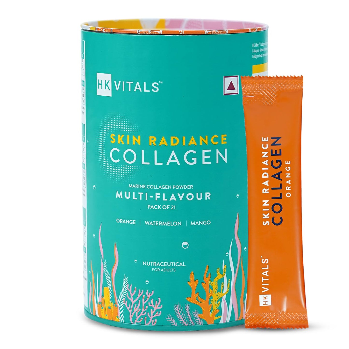 HealthKart hk vitals Marine Collagen Supplements (Multi-Flavour, Pack of 21) |With Biotin, Vitamin C & E | For Healthy Skin, Hair & Nails