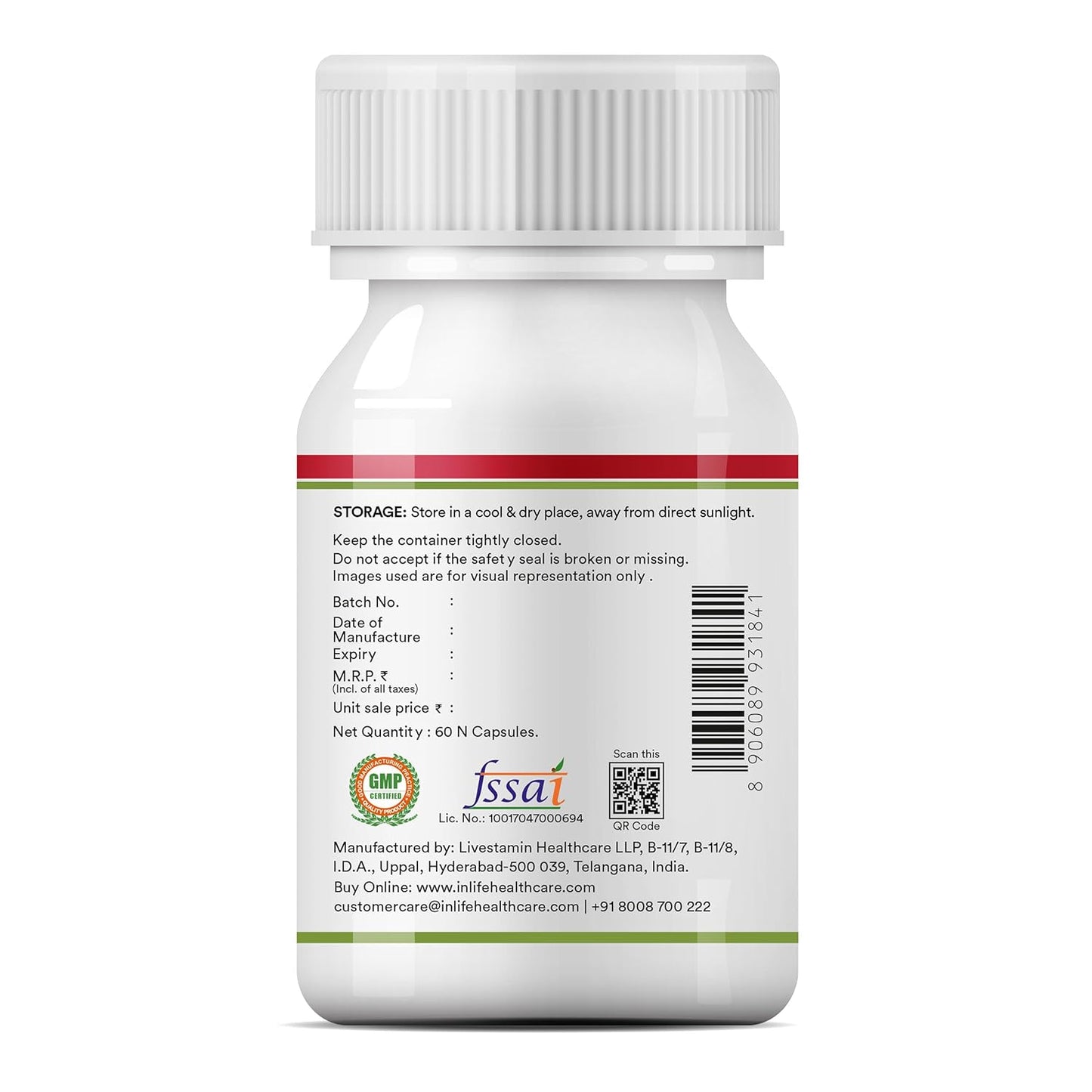 INLIFE Cranberry Capsules for Urinary Tract | D-Mannose Hibiscus Extract | Health Supplement for UTI | Men Women - 60 Vegetarian Capsules (Pack of 1, 60)