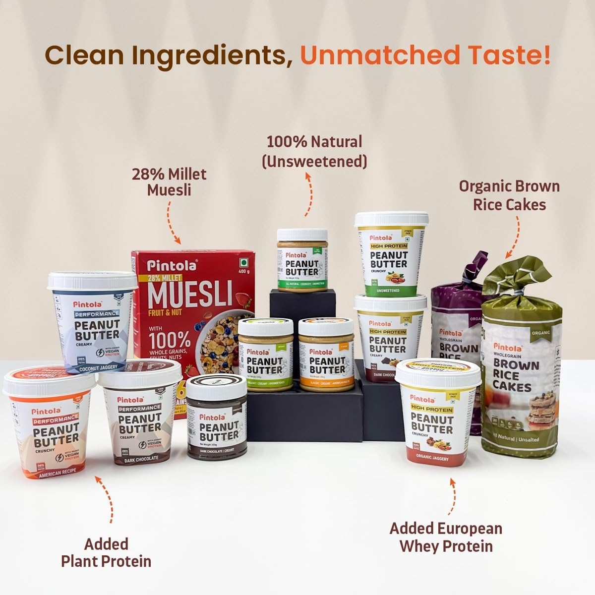 Pintola All Natural Peanut Butter Creamy 350g | Smooth | Unsweetened | 30g Protein | Gluten & Cholesterol Free, Vegan Peanut Butter, Nut Butter, High in Protein Spread, 100% Roasted peanuts butter