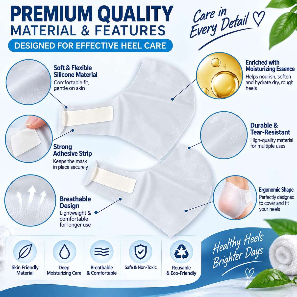 KYTRONIC Exfoliating Heel Mask for Dry, Rough & Cracked Heels, 1 Pair Heel care mask with moisturizing essence for dry, rough skin, dead skin and callus care; easy adhesive fit, 1 pair