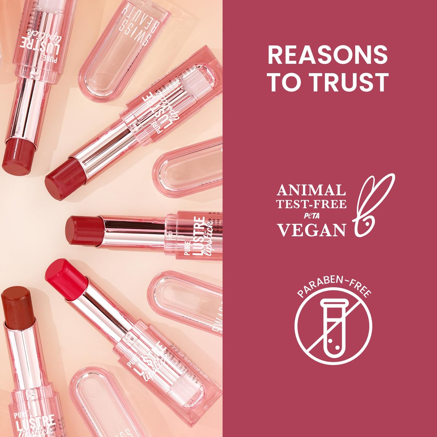 Swiss Beauty Pure Lustre Lipstick | High Shine Finish | Smooth Glide | With Olive Oil & Vitamin E | Hydrating | Shade- True Nude, 3.8gm