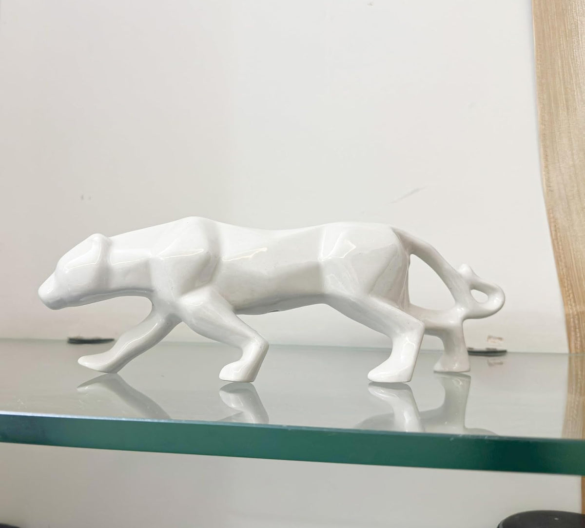 Modern Geometric White Panther for Home Decor (Pack of 1, White)