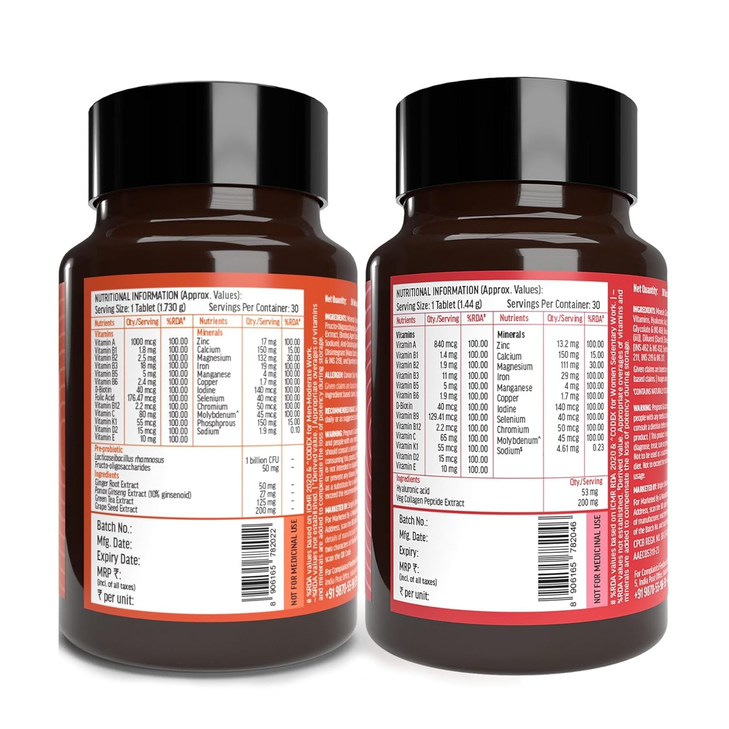 HealthKart hk vitals Multivitamin Plus Women & Men (2x30 Tablets) Combo Pack | For Energy, Immunity, Gut, Heart, Joints & Skin Health
