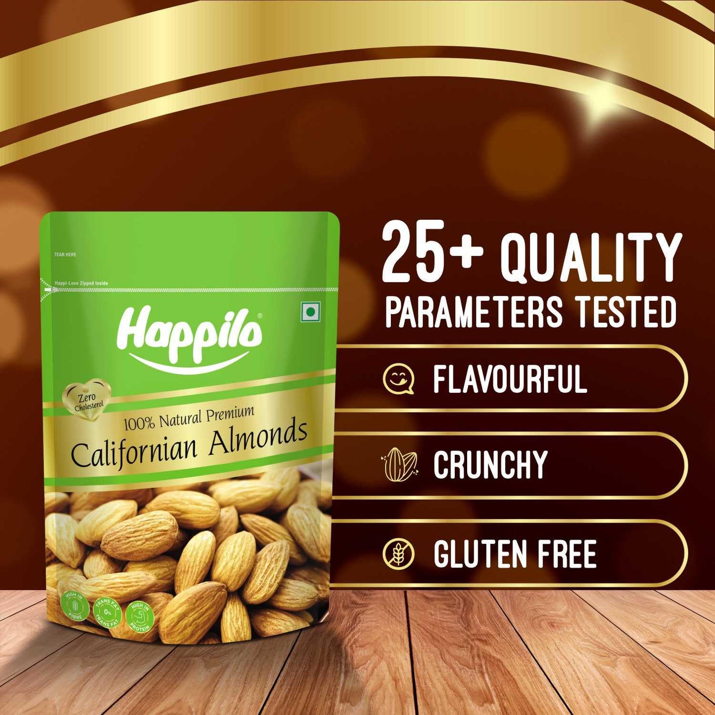 Happilo Premium Natural Californian Almonds 500g | Badam Giri, Healthy Snacks, Dry Fruits | Crunchy Nuts | High in Fiber | Rich in Protein | Magnesium | Phosphorus | Dietary Fibre | Zero Cholesterol