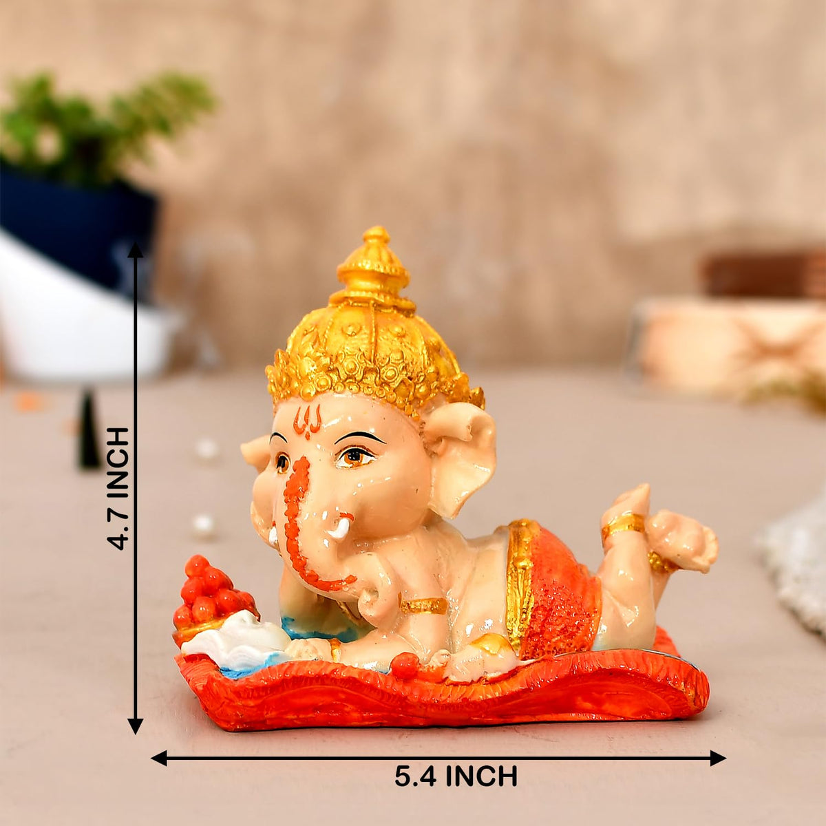 Handcrafted Polyresin Eco Friendly Book Reading Lord Ganesha Ganpati for Home Decoration Office Living Room Temple Idols Showpiece for Table Dashbord Desktop and Gift Item