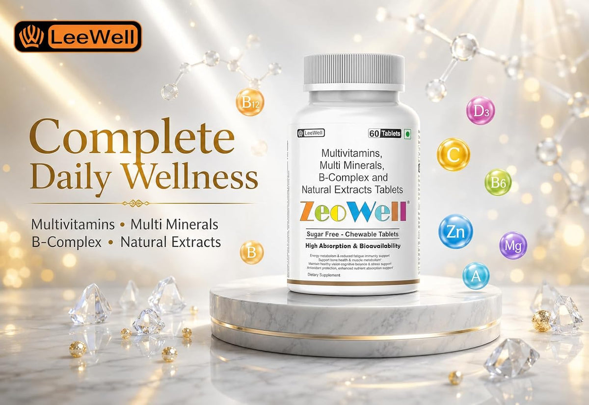 ZEOWELL Chewable Multivitamin Tablets for Men & Women | With Zinc, Magnesium, Vitamin B12, C, D3, Lutein, Zeaxanthin & Ashwagandha | Energy, Immunity & Eye Health | Sugar-Free - 60 Tablets (by LeeWell)