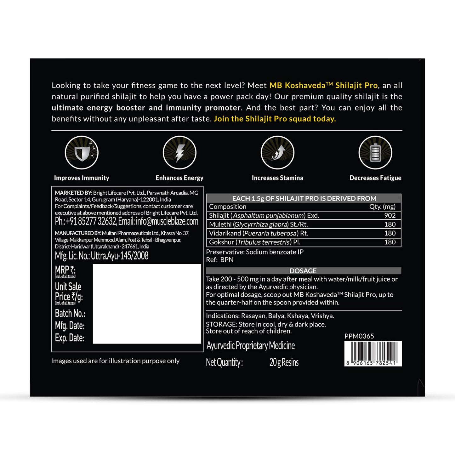 MuscleBlaze Koshaveda Shilajit Pro by (20g Shilajit Resin) | For Strength, Stamina & Endurance