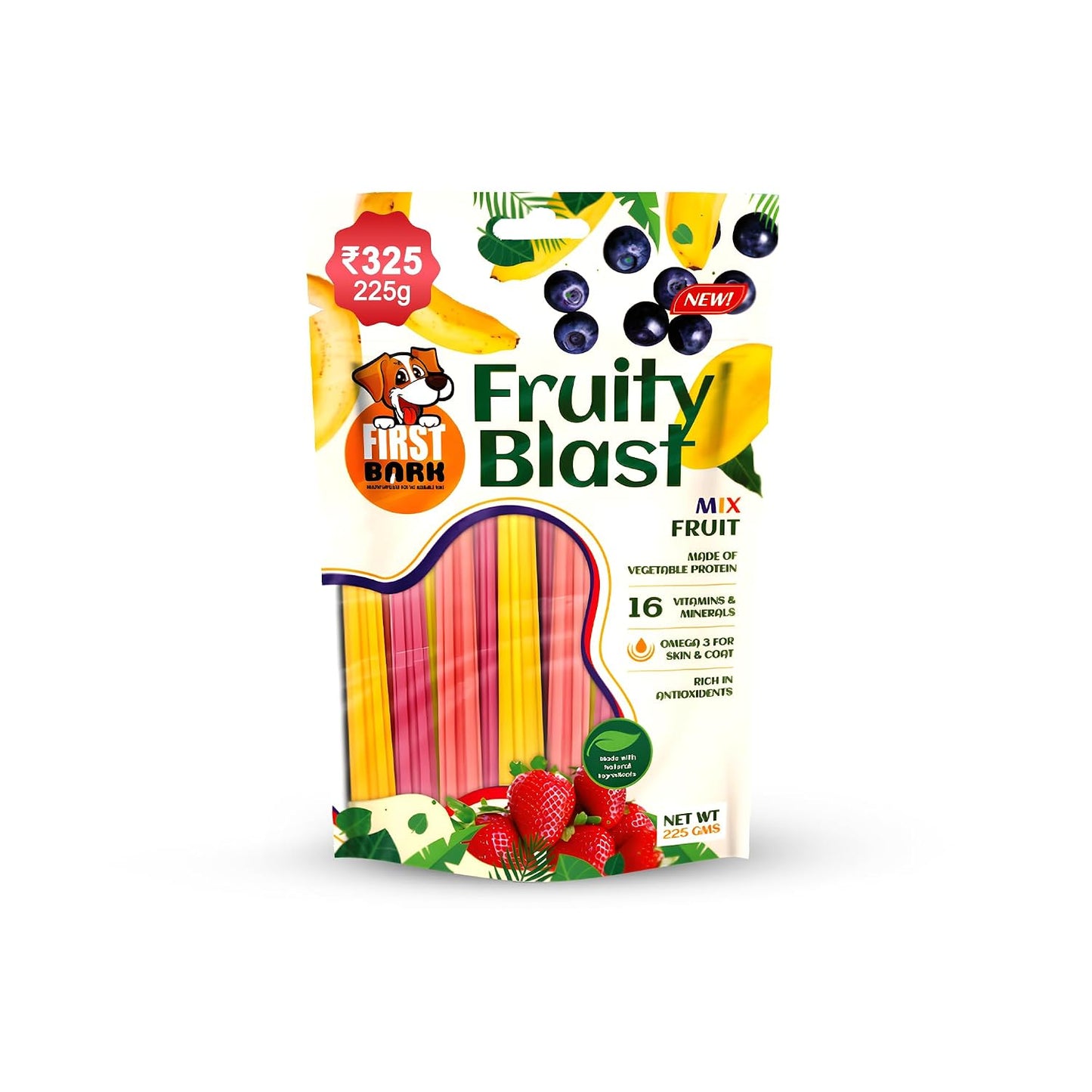 First Bark Fruity Blast Dog Treat Mix Fruit 225g (Pack of 1) All Life Stages Sold By Dogsncats