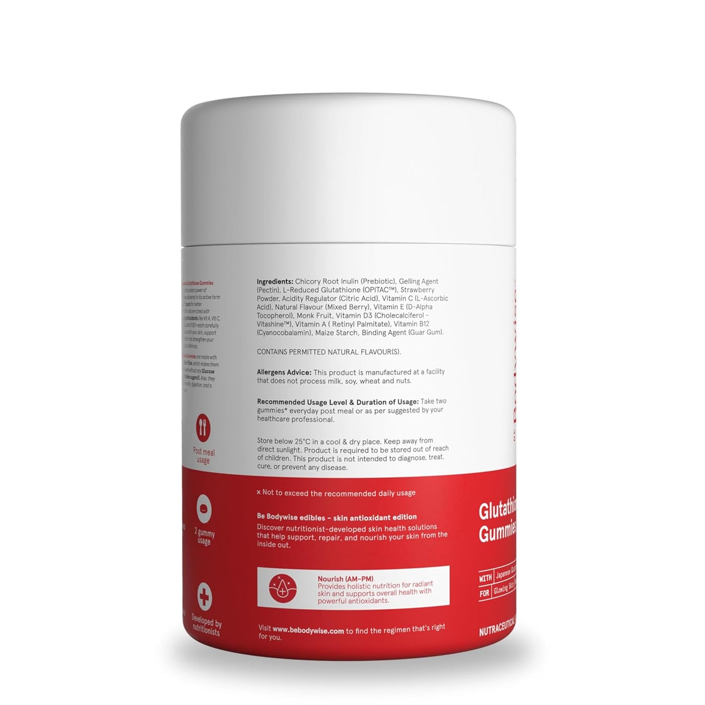 Be Bodywise Glutathione Gummies for Clear Radiant Skin | Reduces Pigmentation, Enhances Radiance, Protects Against Pollution & UV Damage | L Glutathione Gummies 250 Mg With Vitamin C | Antioxidant, Skin Glow Supplement for Clear Skin | Pack of 60