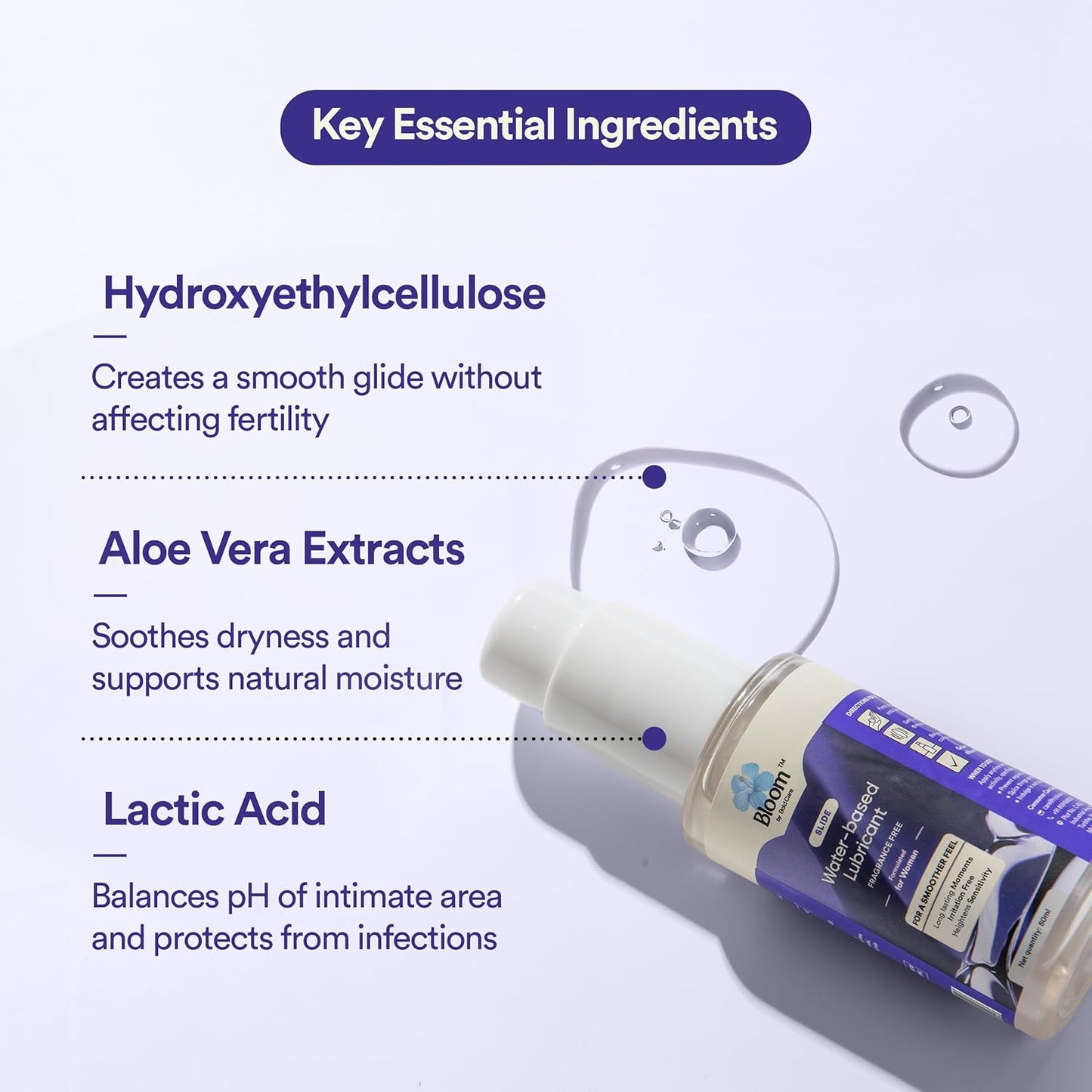 Bloom Fragrance Free Lubricant | (50 ml) | Fertility Friendly| For Long-lasting Painless Experiences | Natural Lube for Dryness | Non-Sticky & pH Balanced Formula