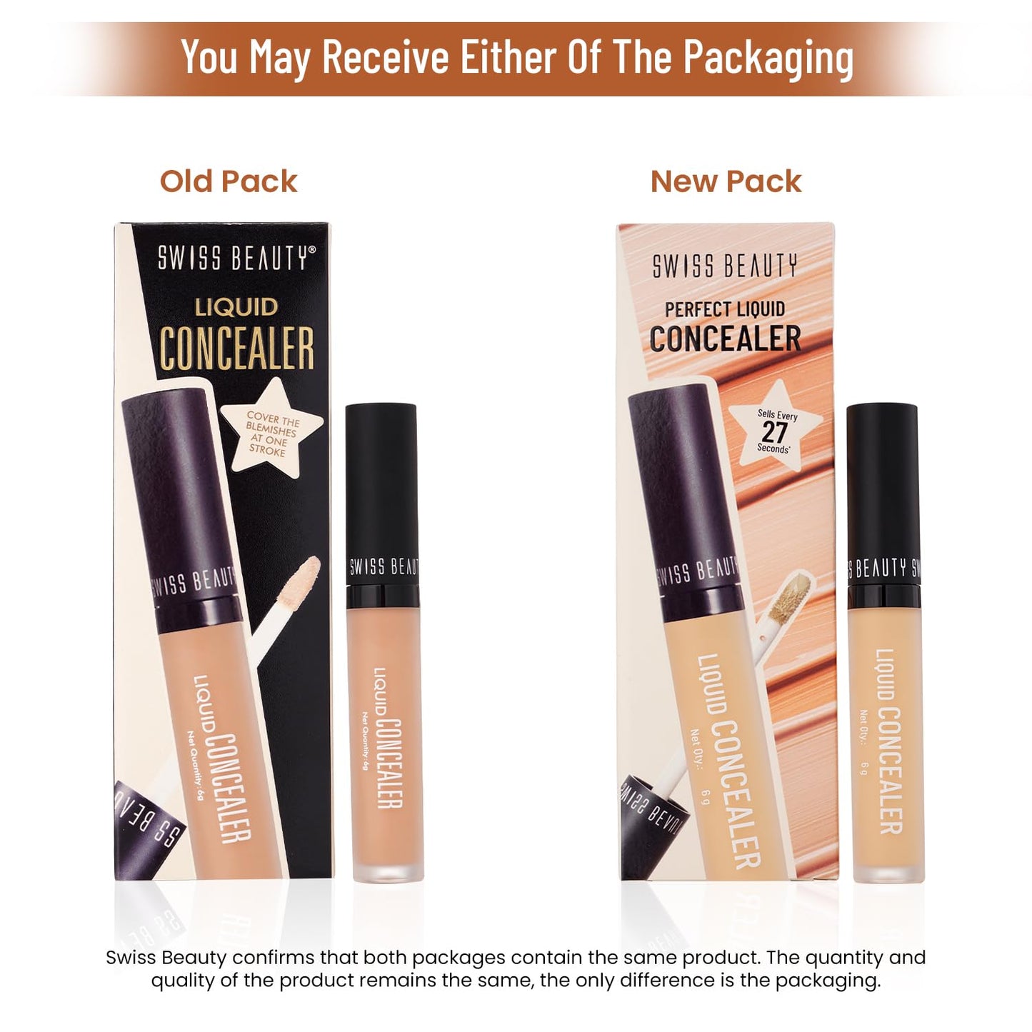 Swiss Beauty Liquid Light Weight Concealer With Full Coverage |Easily Blendable Concealer For Face Makeup With Matte Finish | Shade- Warm Honey, 6g