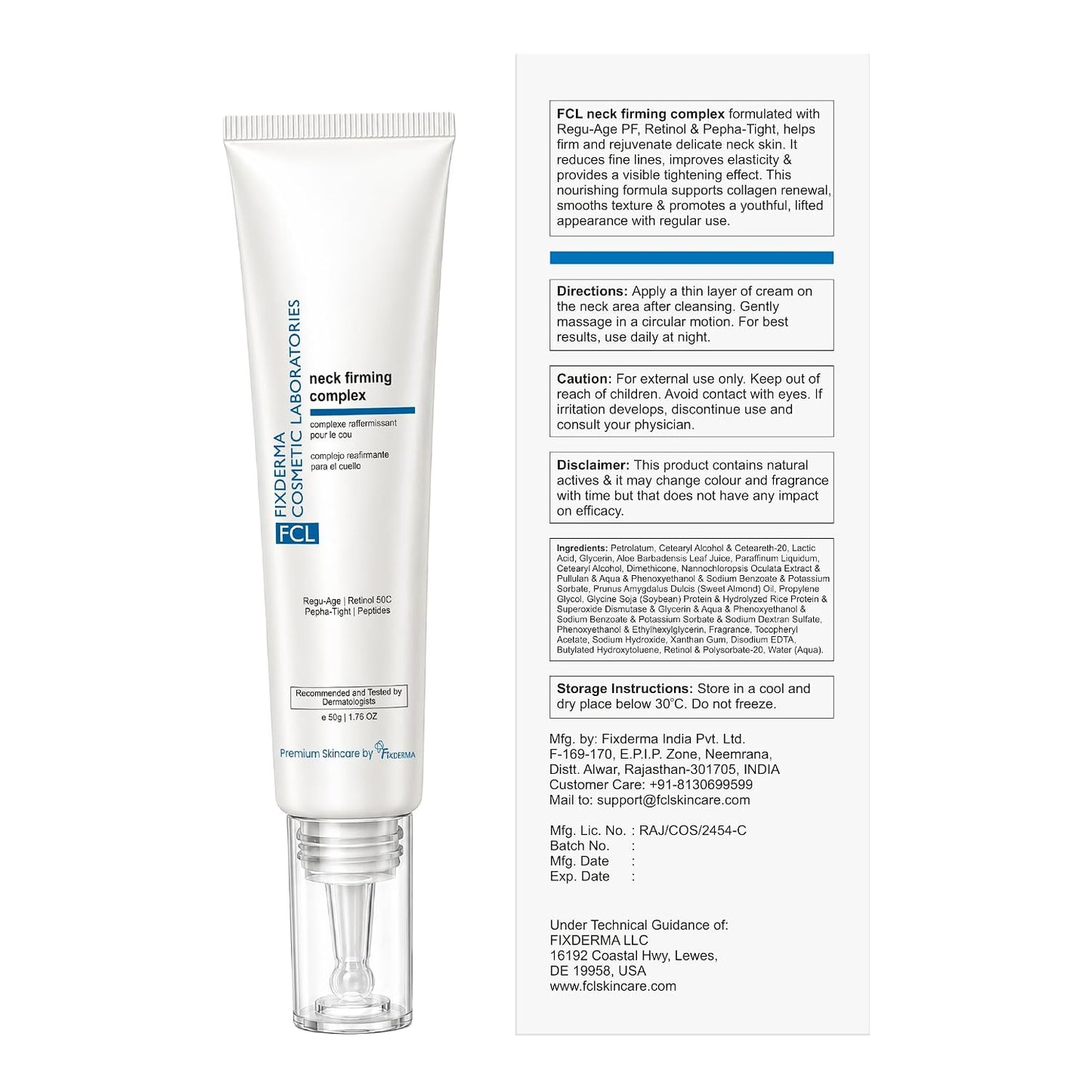 FCL Retinol Neck Firming Complex | Neck Cream for Fine Lines and Wrinkle - 50g