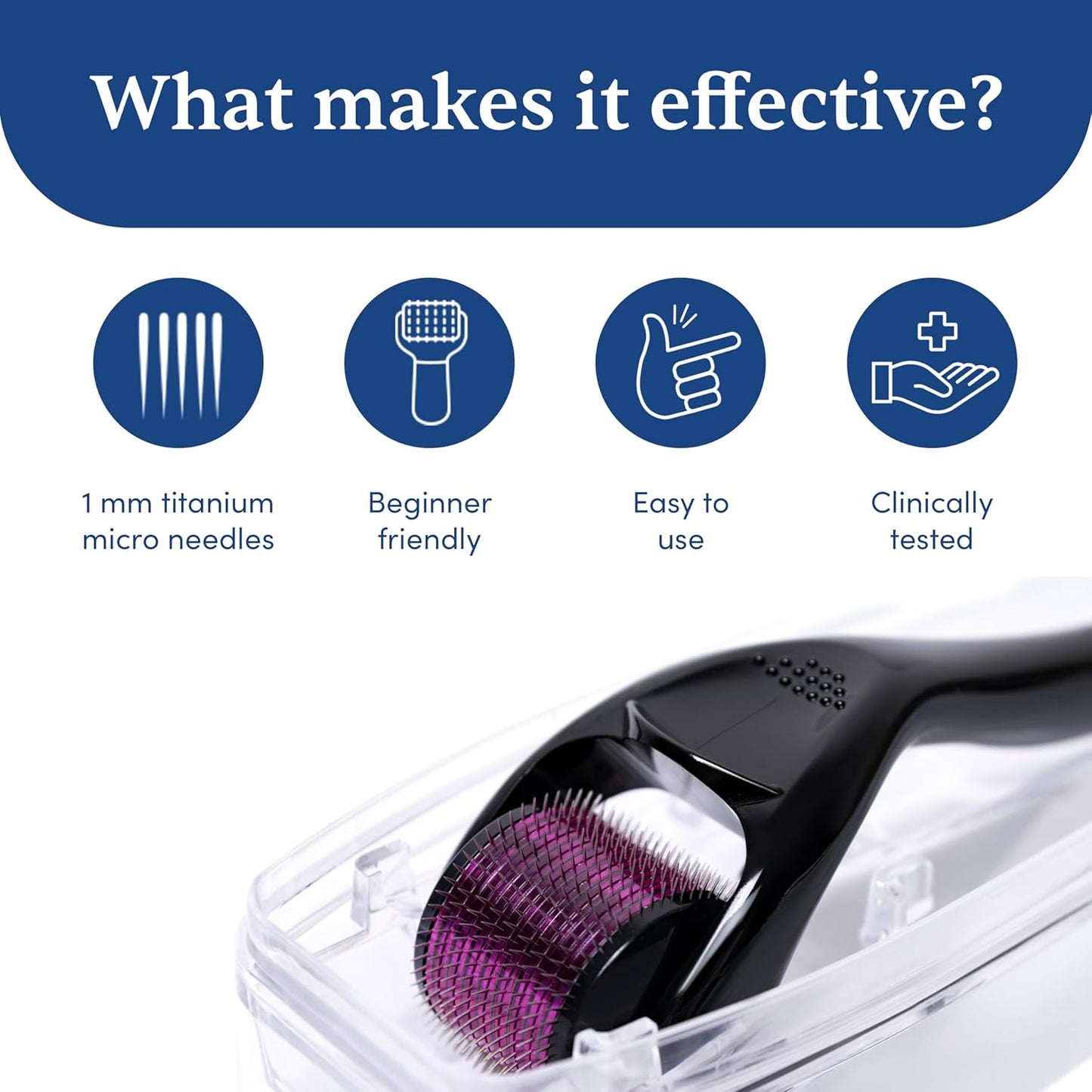 Man Matters 1.00 mm Derma Roller with Disinfectant | With 540 Titanium Alloy Needles | Promotes Beard & Hair Growth & Reduces Acne Scars | Safe & Effective to Use