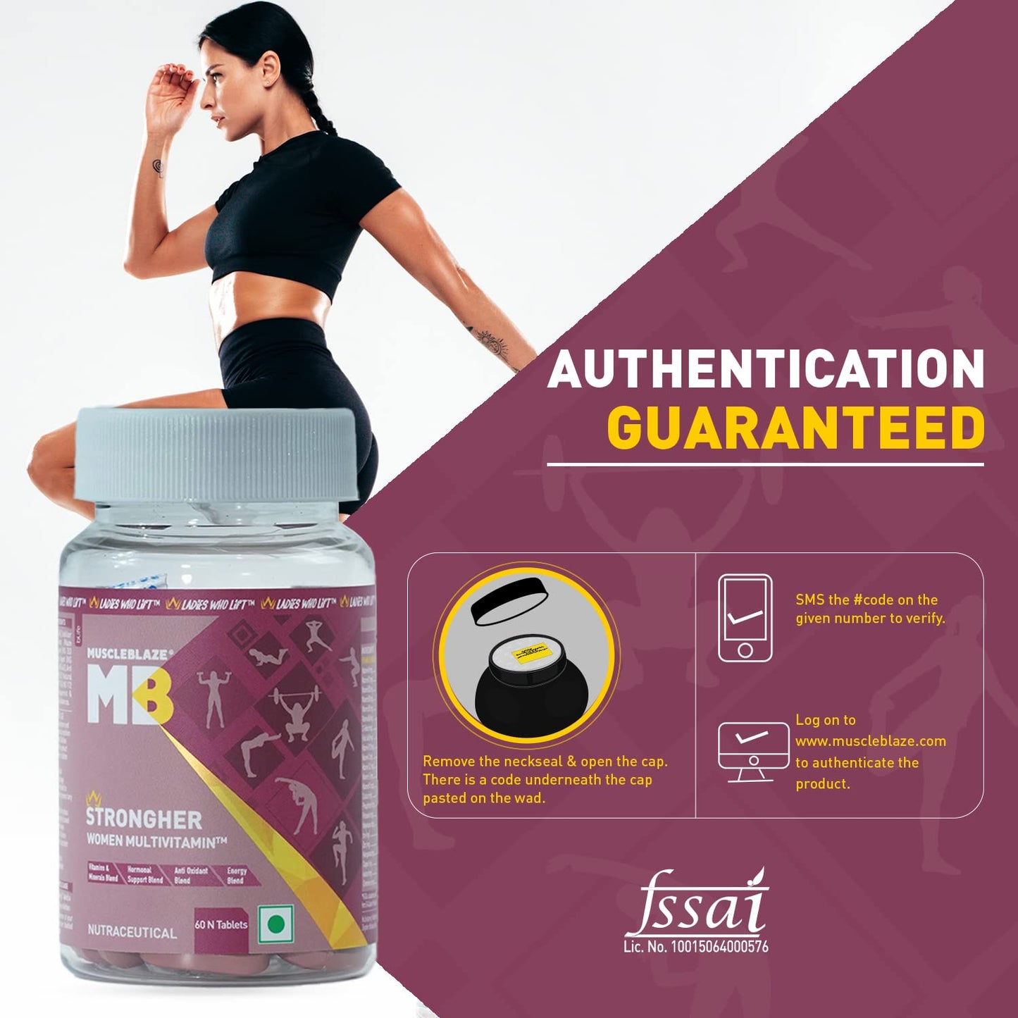 MuscleBlaze StrongHer Women Multivitamin (60 Tablets) | Multivitamin for Women | For Energy & Stamina