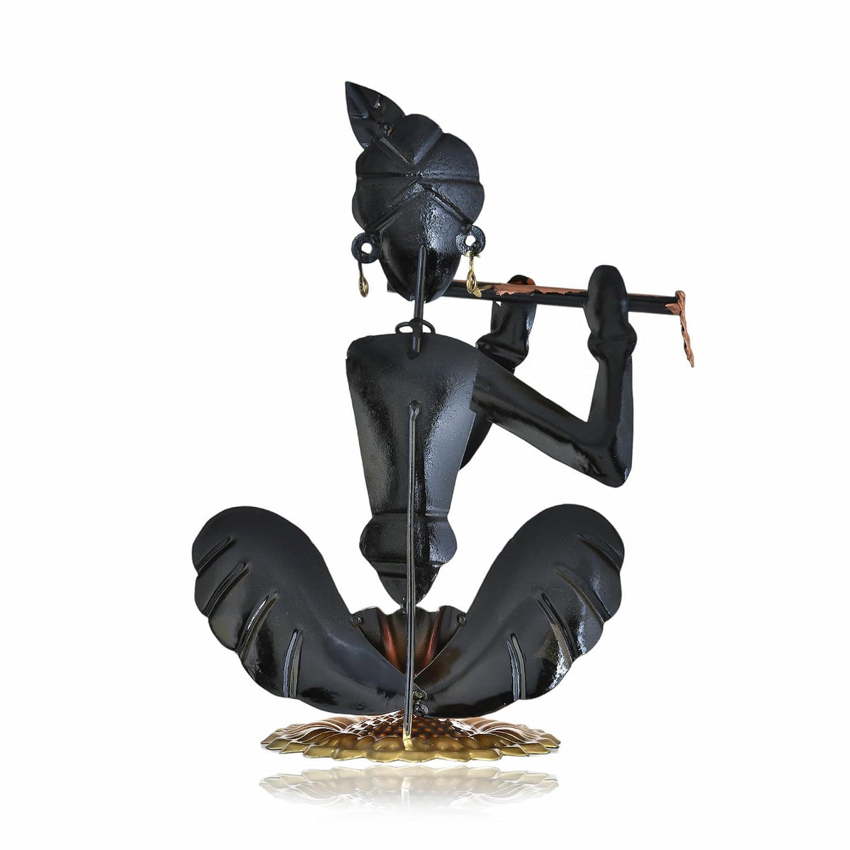 Home Decor Items - Home Decoration Gift for Living Room - House Warming Wedding Gift - Metal Krishna Showpiece - Handpainted Flute Krishna for Gift
