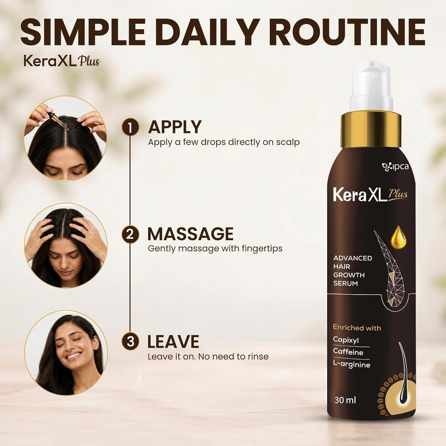 Ipca KERA XL Plus Advanced Hair Growth Serum – 30ml Hair Care Serum for Reduced Hair Fall, Fuller & Thicker Looking Hair, Scalp Nourishing Formula