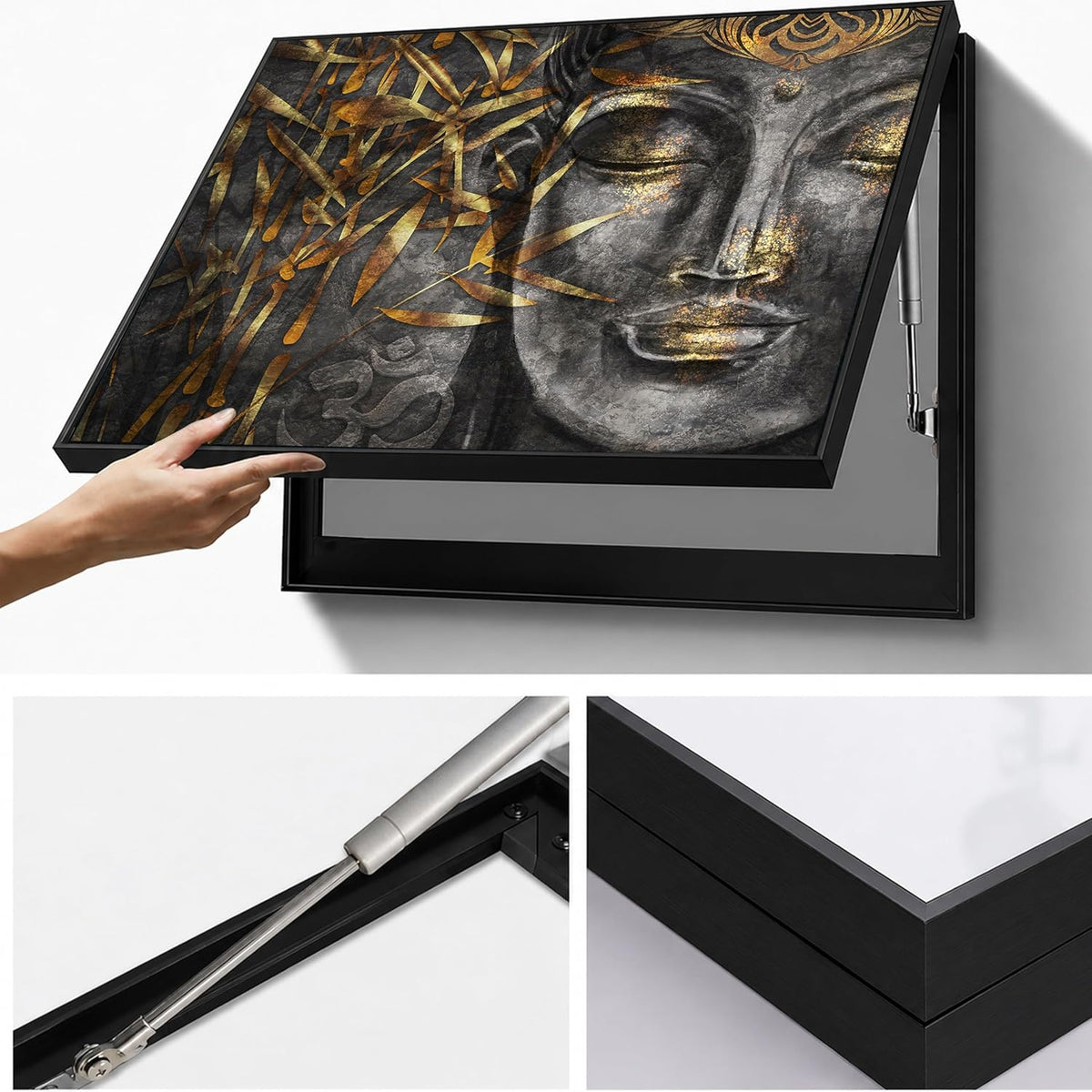 Electric MCB Box Cover Frame With Hydraulic Decorative Painting Lord Gautam Buddha Painting Electrical Panel box Cover, Switch Box Frame Will Fit Max 10x14 inch Switch Board, Outer Size 13X17 Inch