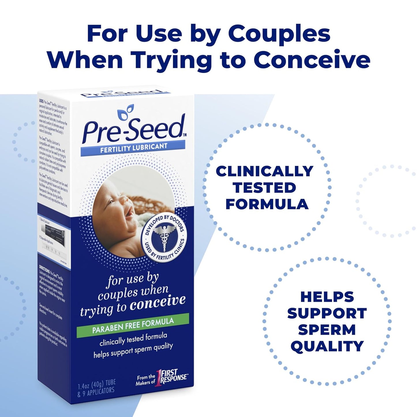 Pre-Seed Fertility Lubricant | Paraben Free Water Based Personal Lubricating Gel for Couples Trying to Conceive | Isotonic & pH-Balanced | Doctor-Developed Formula | 40g Tube with 9 Applicators.