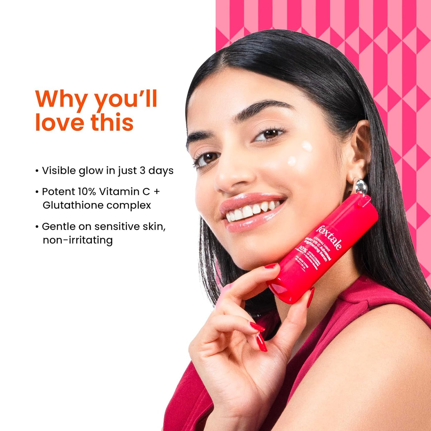 Foxtale 10% Vitamin C + Glutathione Complex Serum, Brightens skin in 3 days, Fades melasma & dark spots, Evens Skin tone, Gentle & Non-irritating, For All Skin types, Men & Women
